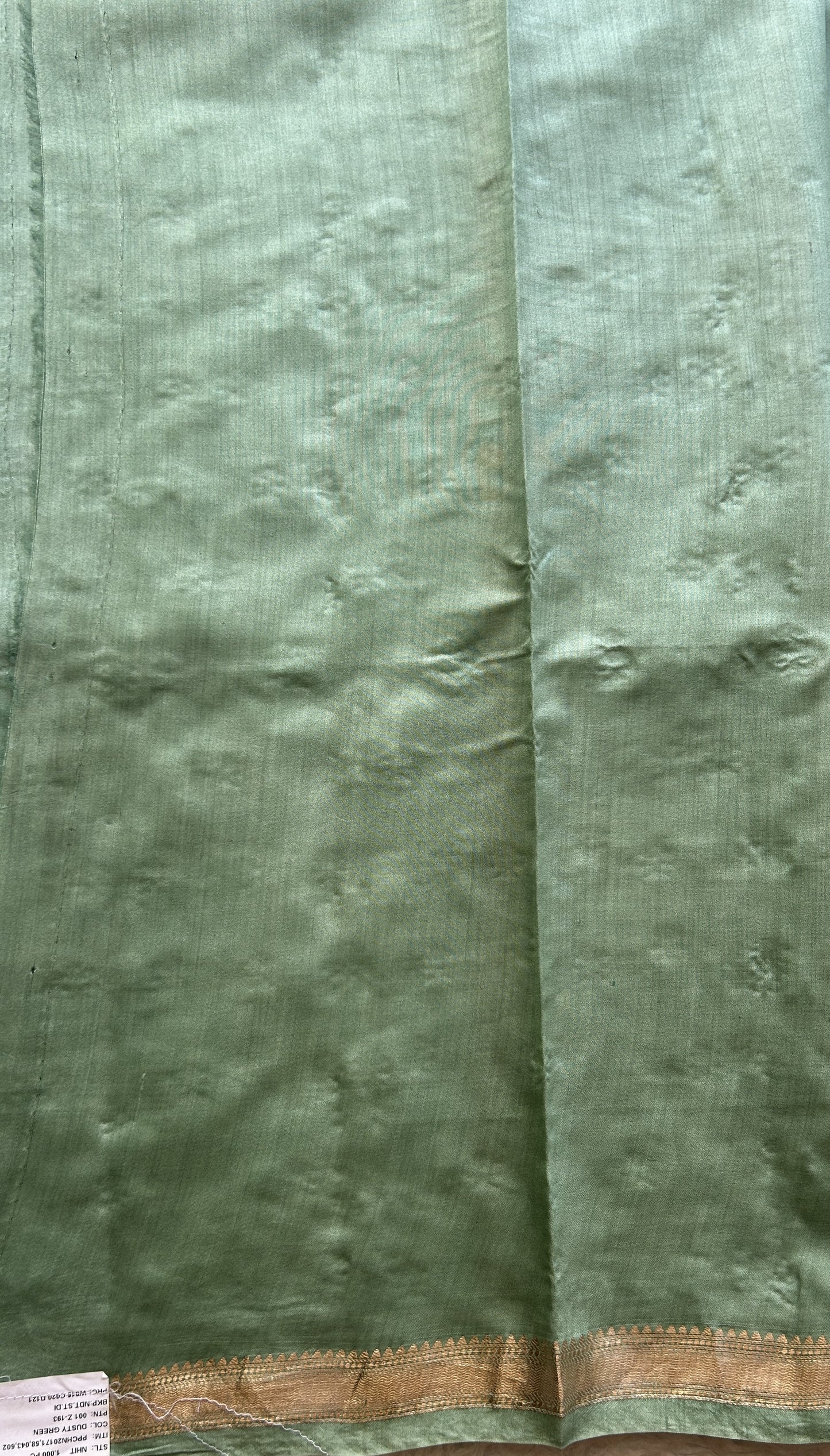 Chiniya Silk Saree Mint Green Colored Elegantly Paired with a Zari Border. - Sampradaya Designer Studio