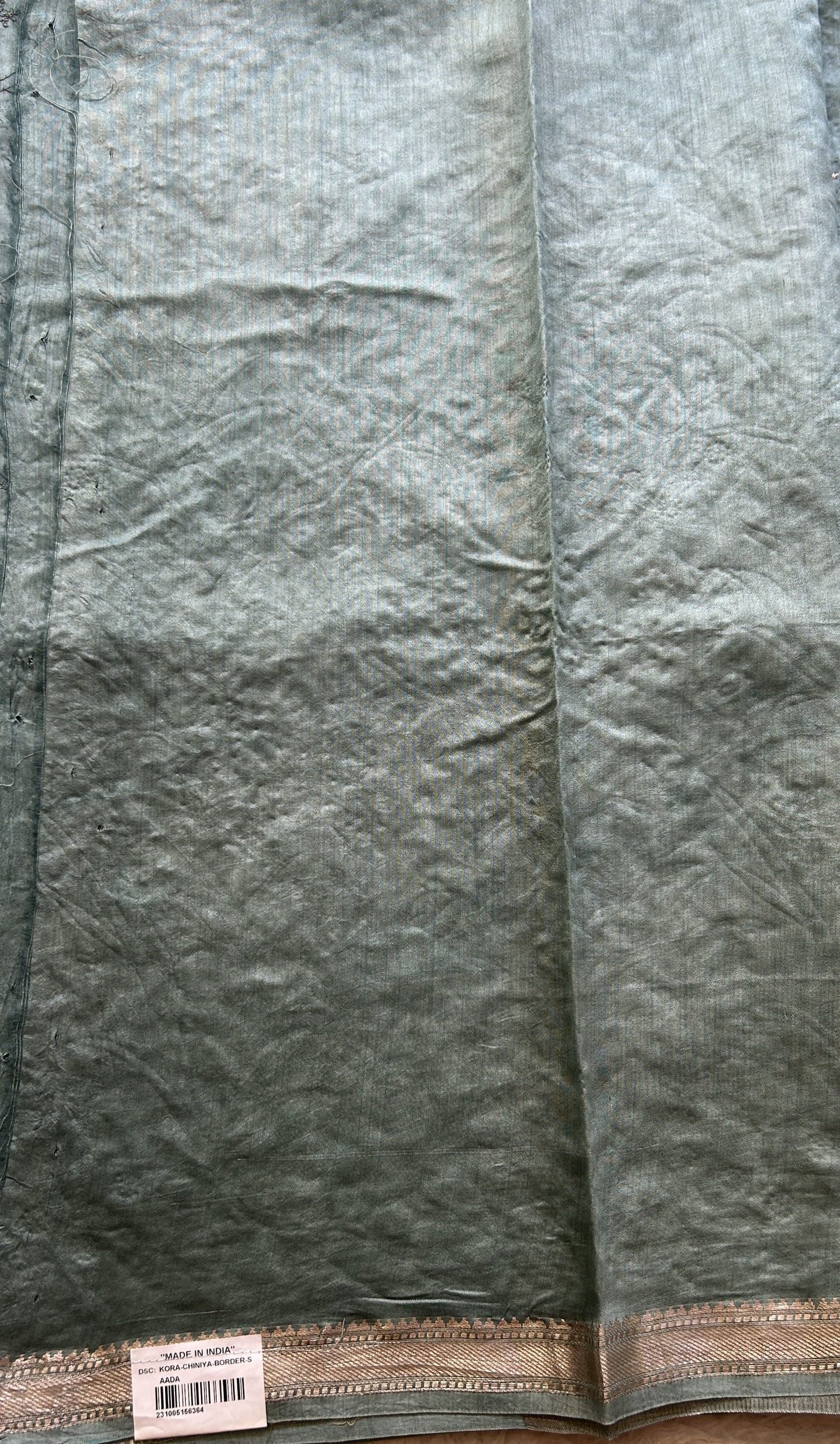 Chiniya Silk Saree Sea Green Colored Elegantly Paired with a Zari Border. - Sampradaya Designer Studio