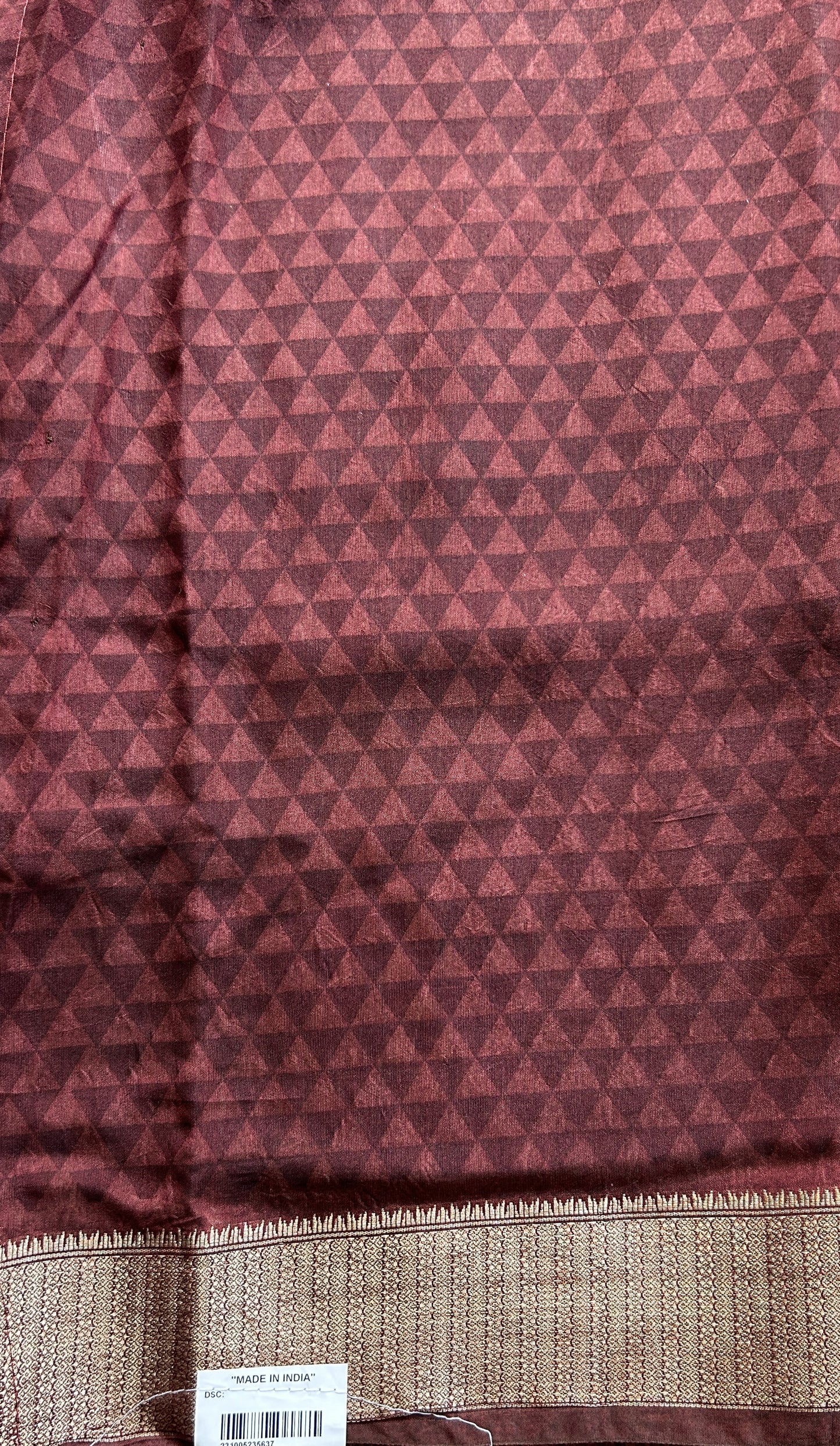 Dola Crepe Saree Maroon Colored Complemented with a Zari Border. - Sampradaya Designer Studio