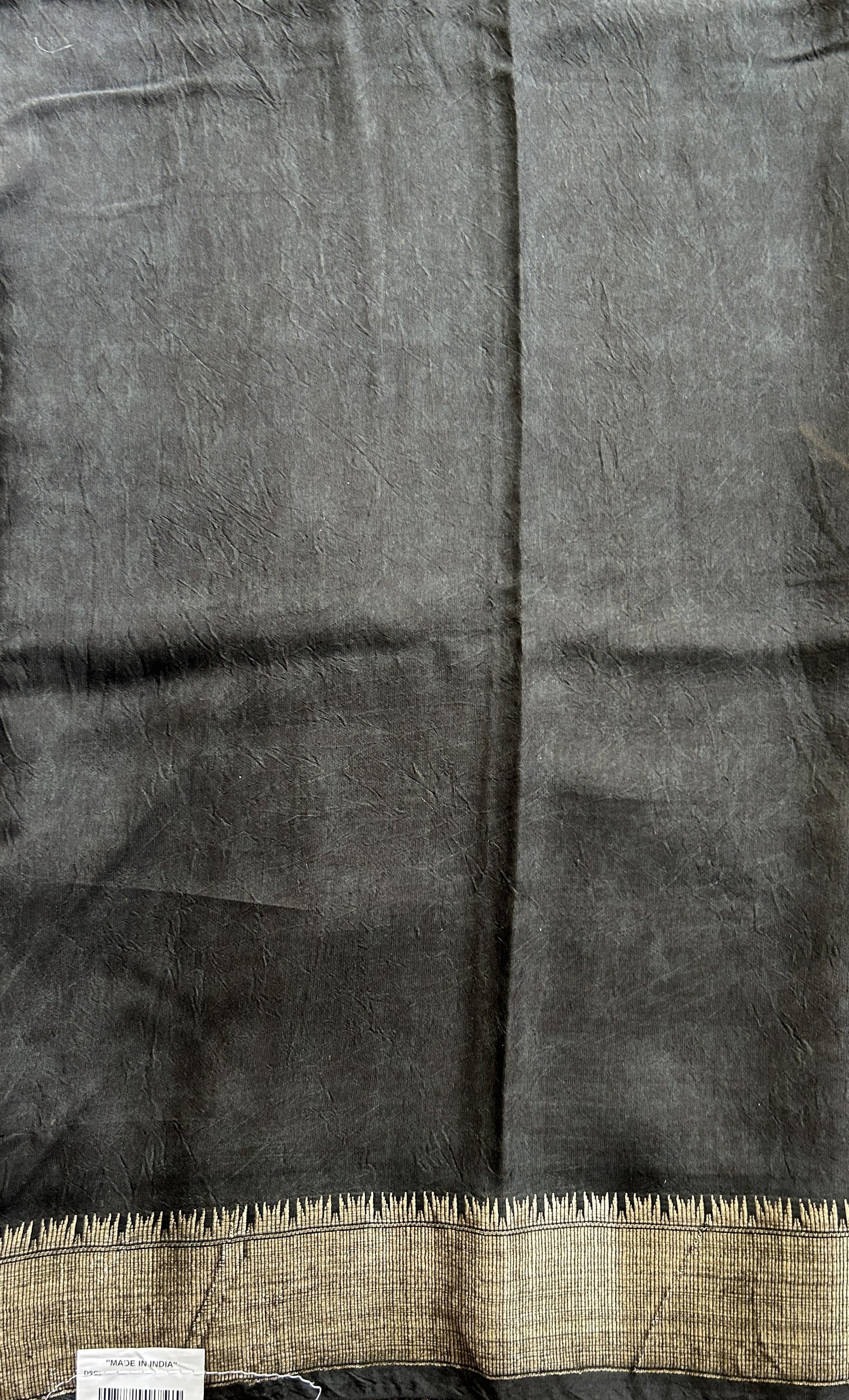 Dola Crepe Saree Black Colored Complemented with a Zari Border. - Sampradaya Designer Studio