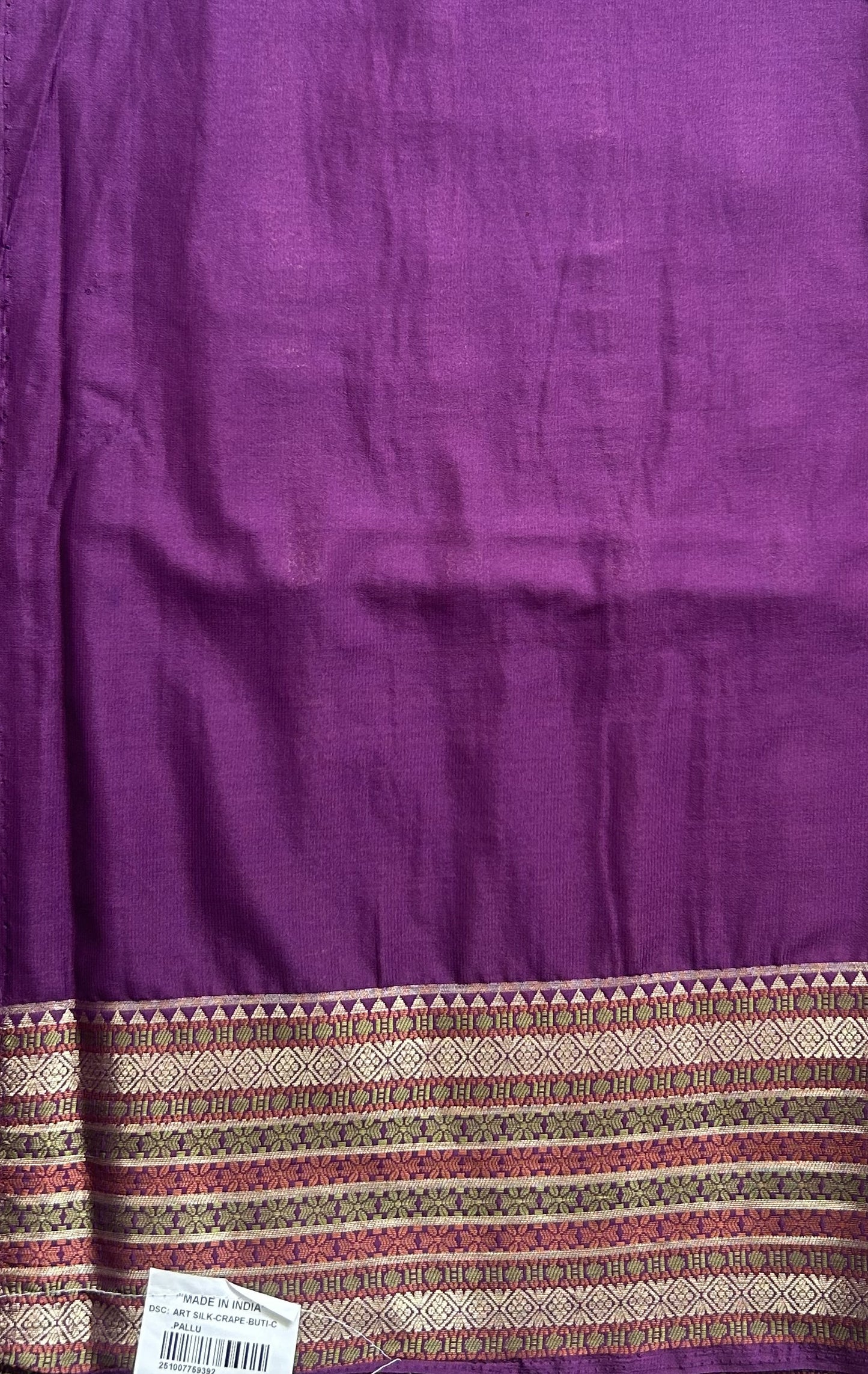 Pure Banarasi Crepe Silk Saree Purple Colored Complemented with a Zari border. - Sampradaya Designer Studio