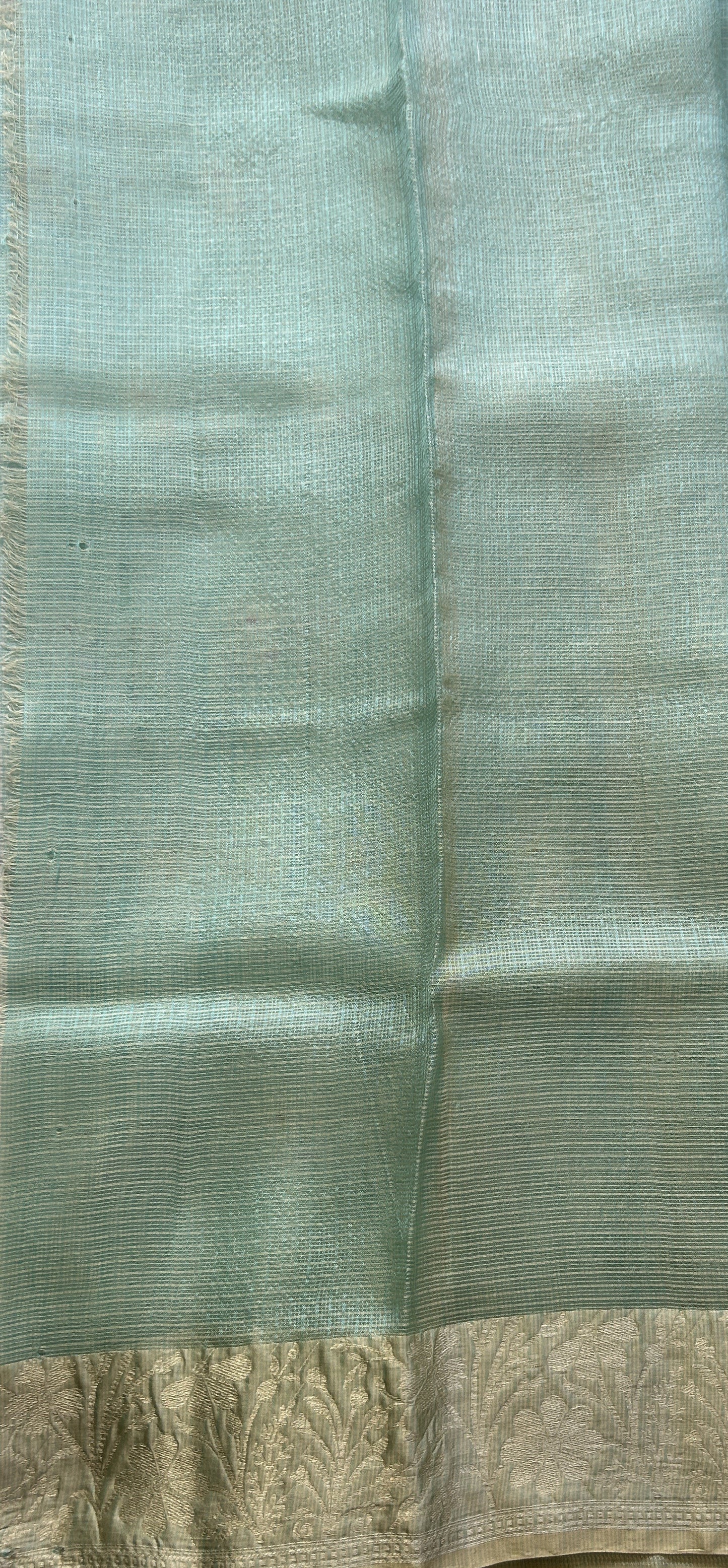 Silk kota Saree Aqua Green colored Elegantly Paired with a Zari Border. - Sampradaya Designer Studio