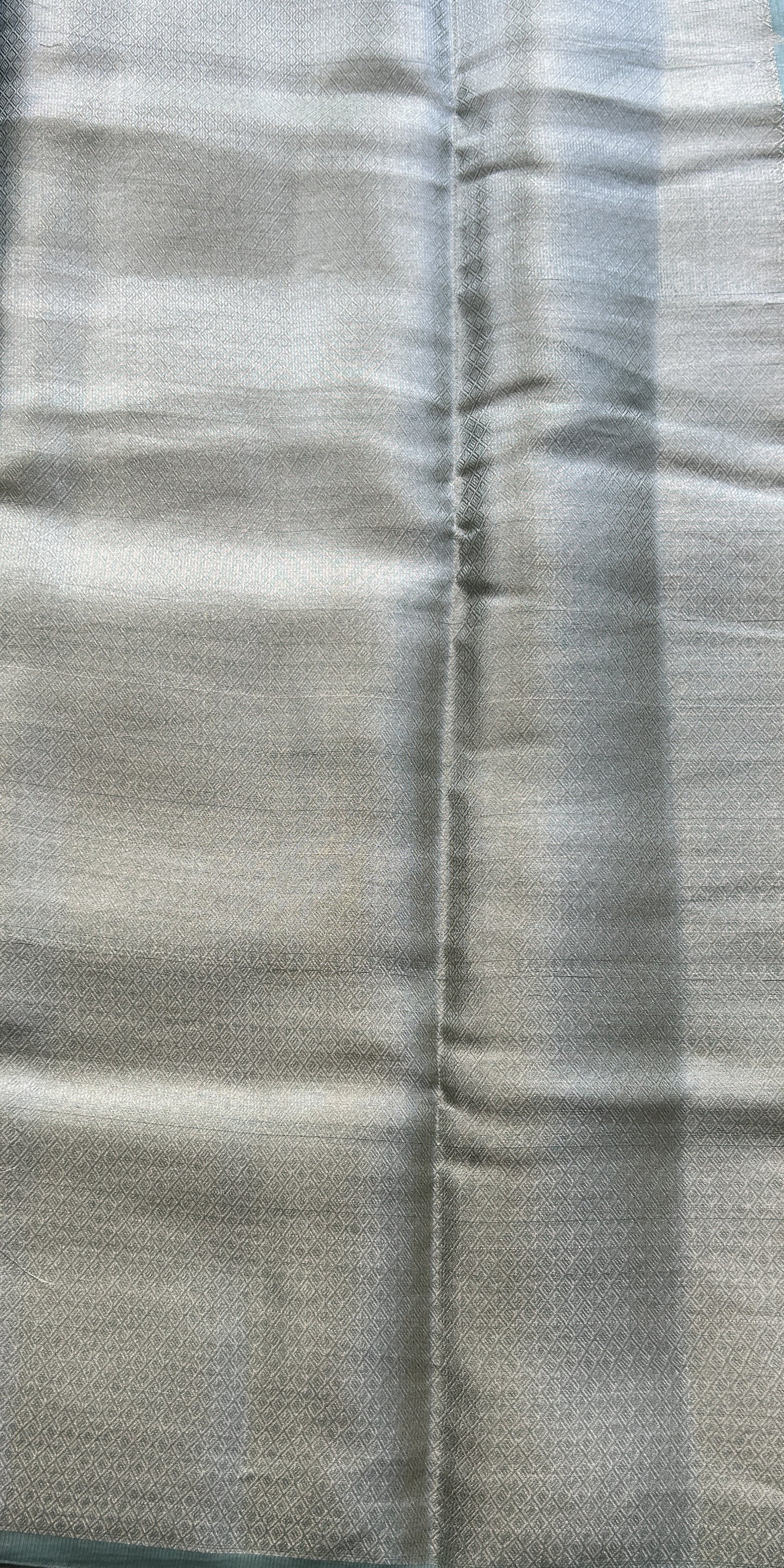 Maheshwari Chanderi Cotton Saree Aqua Green Colored Elegantly Paired with a Zari Border. - Sampradaya Designer Studio