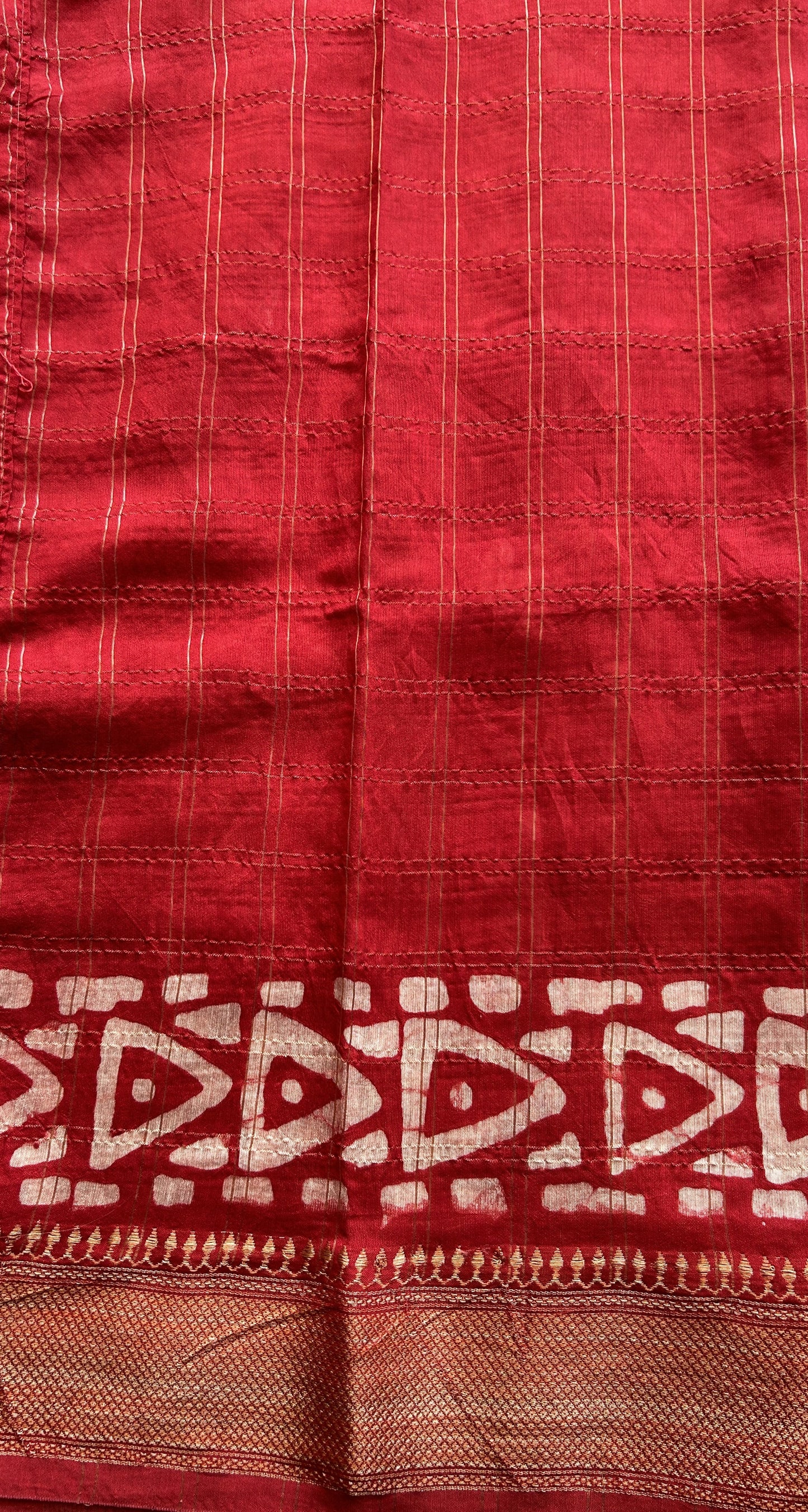 Dola Crepe Saree Dark Red Colored Complemented with a Zari Border. - Sampradaya Designer Studio
