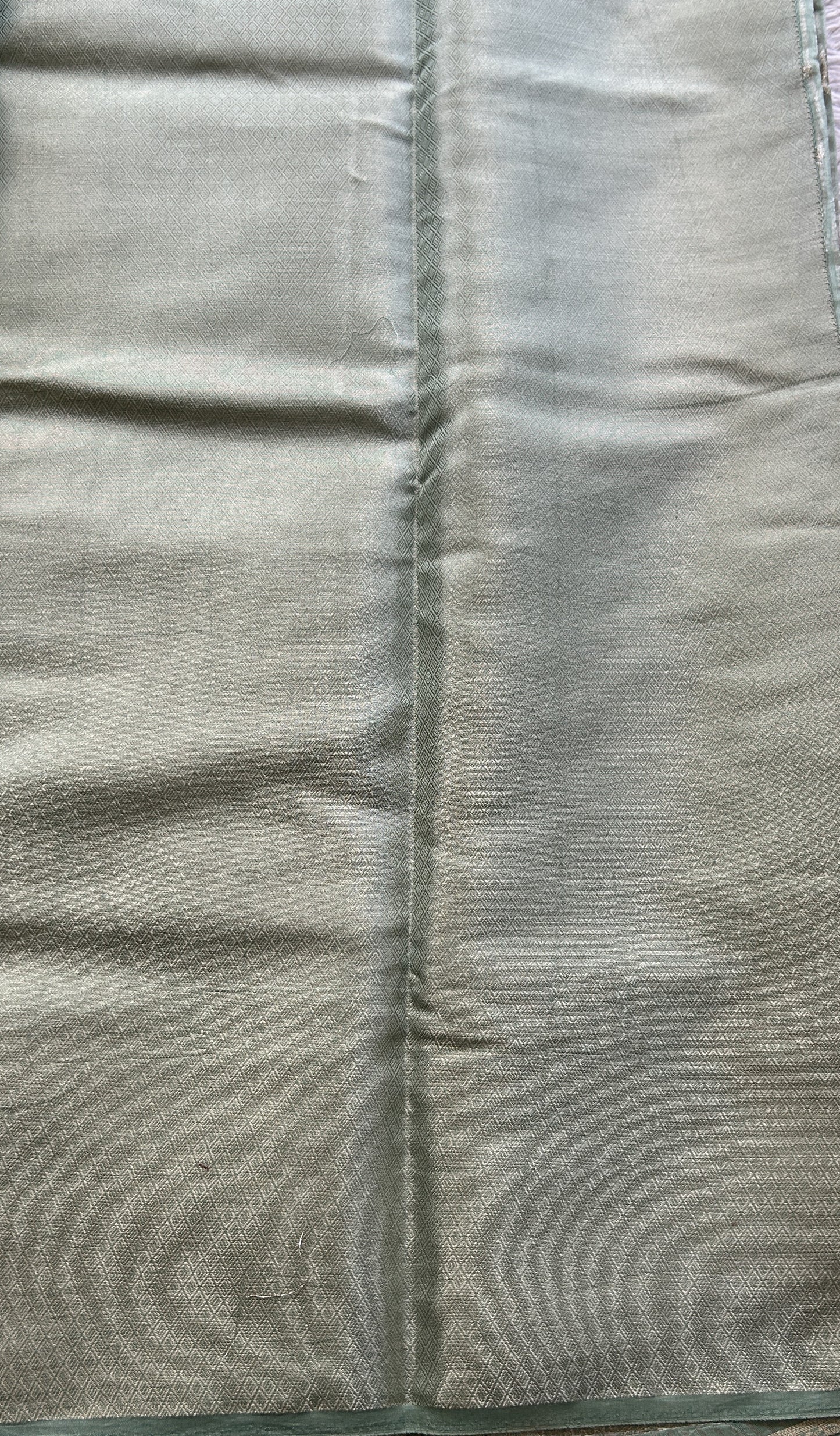 Maheshwari Chanderi Cotton Saree Sea Green Colored Elegantly Paired with a Zari Border. - Sampradaya Designer Studio