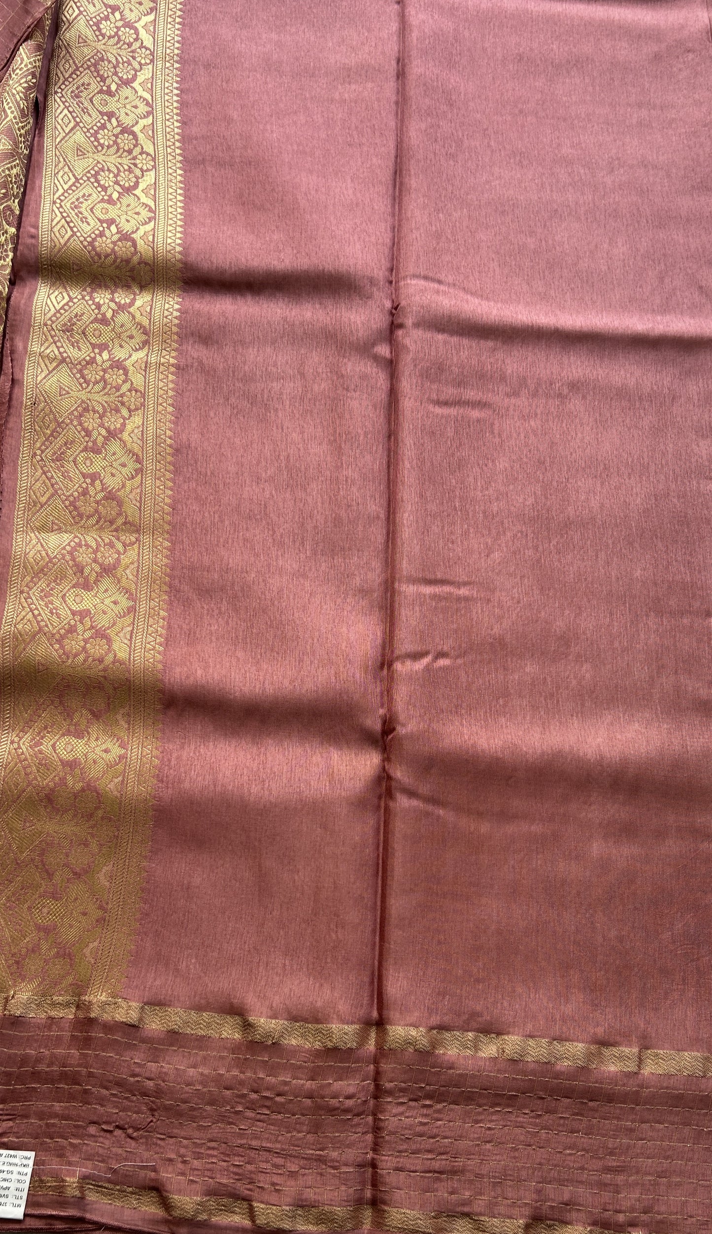 Satin Georgette Saree Rose Pink Colored Elegantly Paired with a Zari Border. - Sampradaya Designer Studio