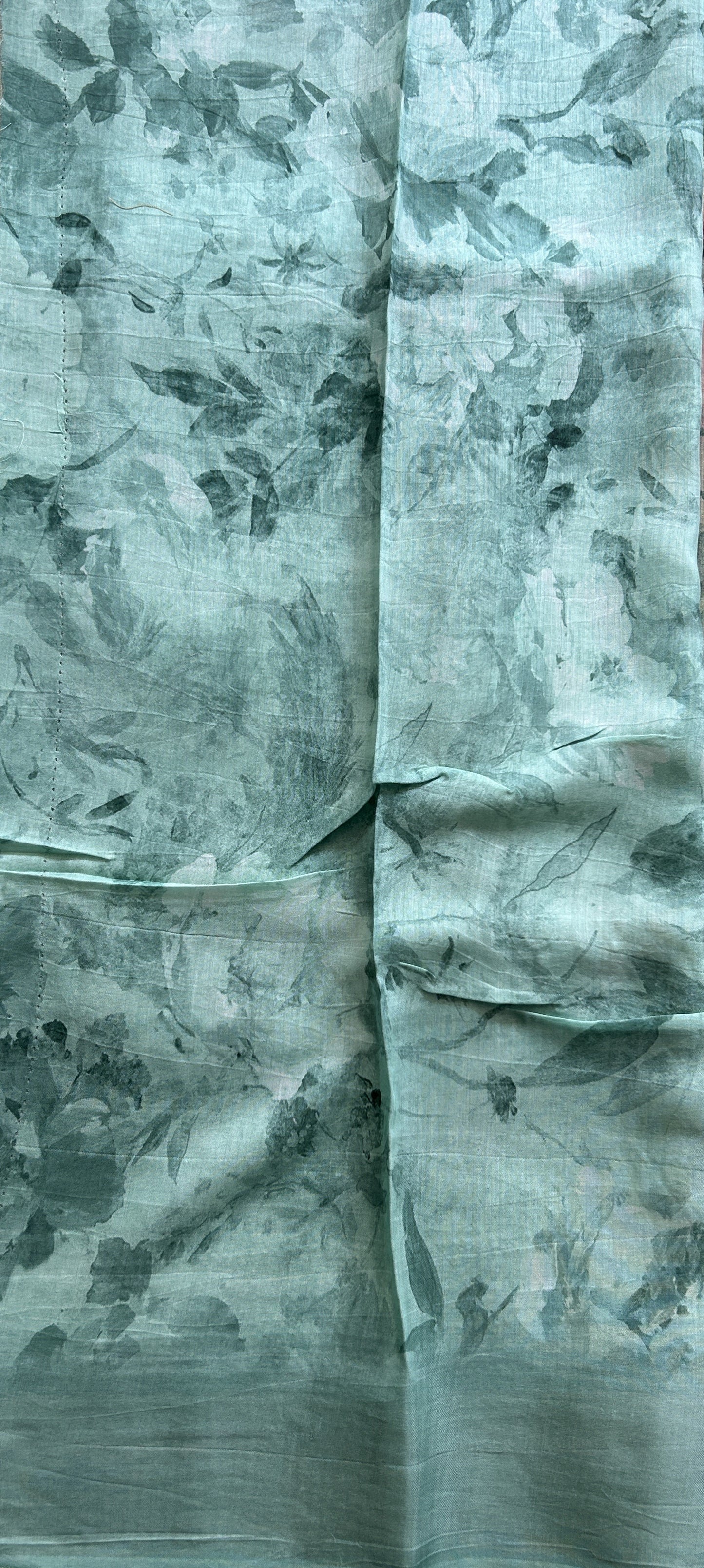 Viscose Tissue Georgette Saree Light Sea Green Colored Complemented with a Zari Border. - Sampradaya Designer Studio