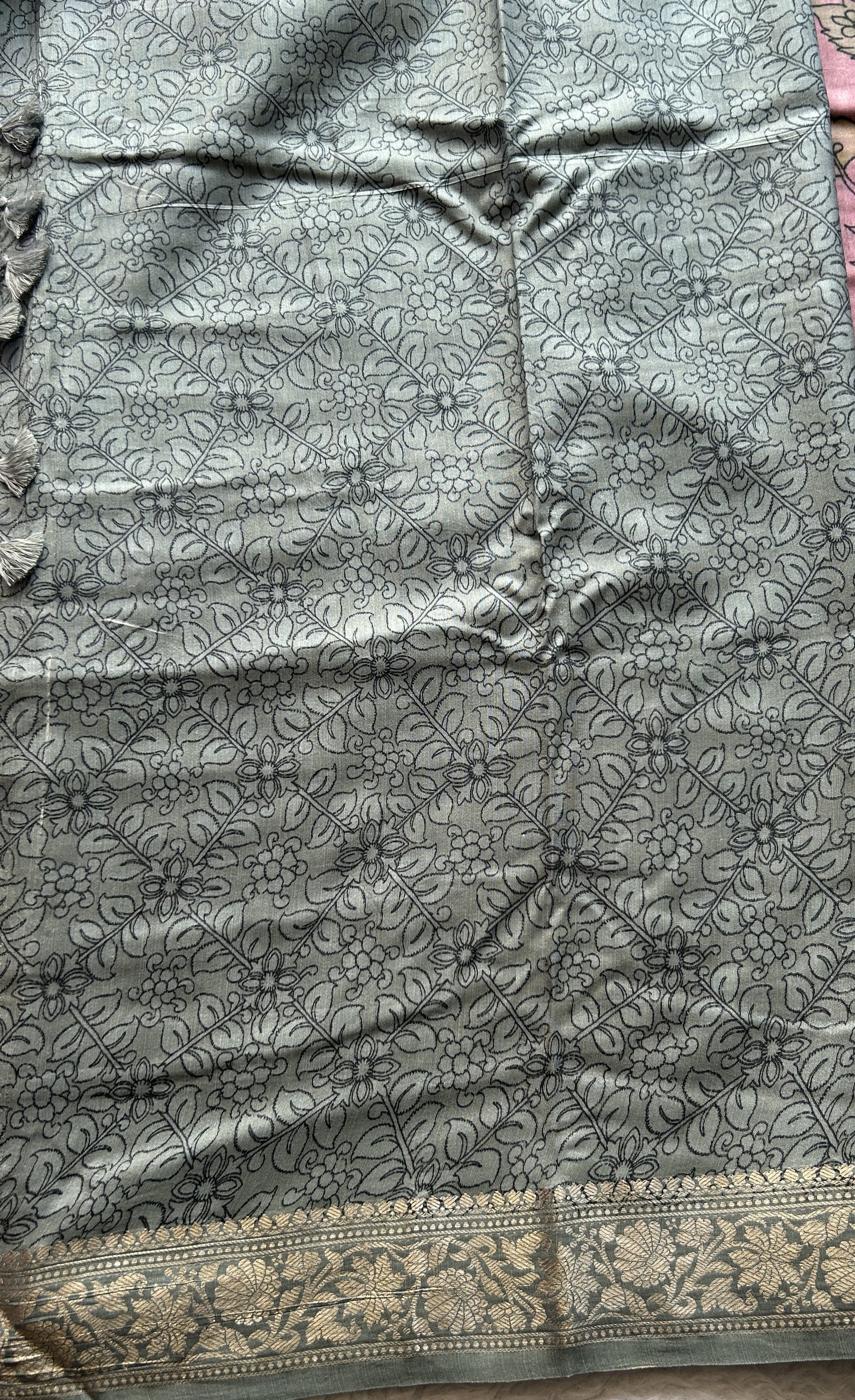 Chiniya Silk Saree Onion Pink Colored Elegantly Paired with a Zari Border. - Sampradaya Designer Studio