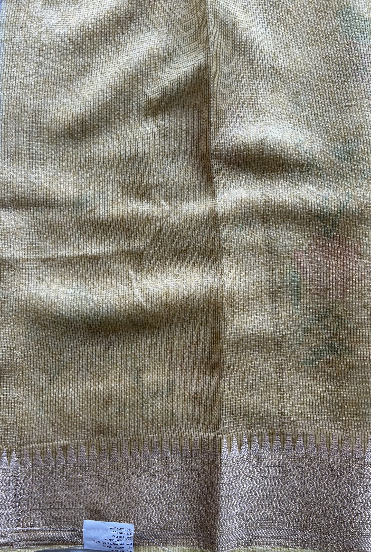 Maheshwari Chanderi Cotton Checks Saree Light Yellow Colored Complemented with a Digital Print And Gold Zari Border. - Sampradaya Designer Studio
