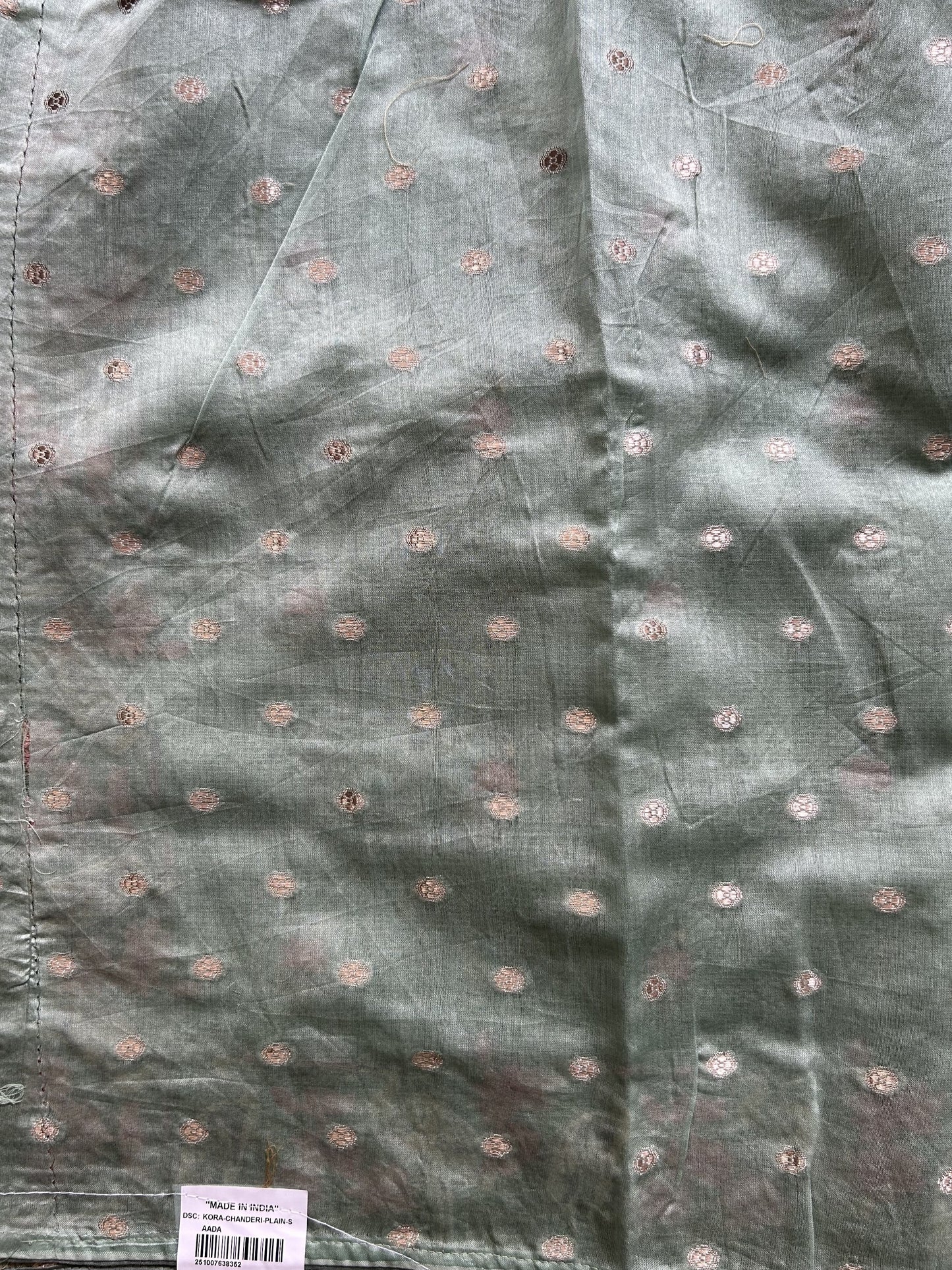 Maheshwari Chanderi Cotton Checks Saree Pista Green Colored Complemented with a Machine Embroidered And Gold Zari Border. - Sampradaya Designer Studio