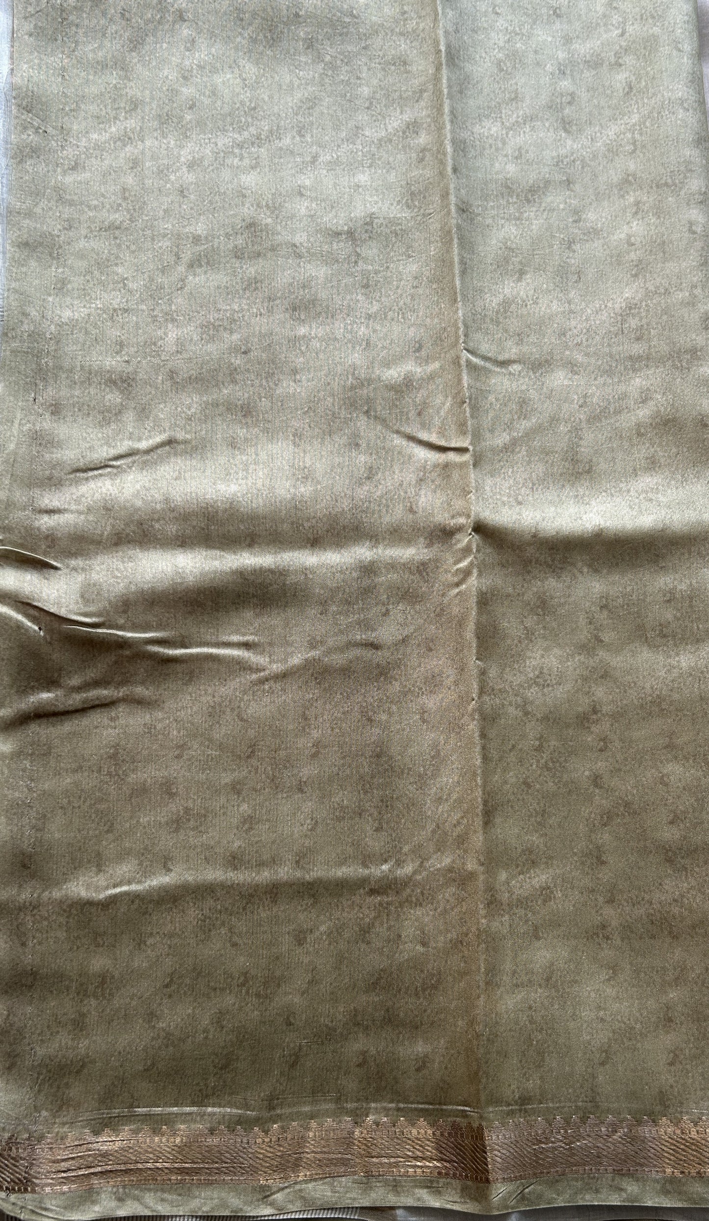 Chiniya Silk Saree Cream Colored Elegantly Paired with a Zari Border. - Sampradaya Designer Studio