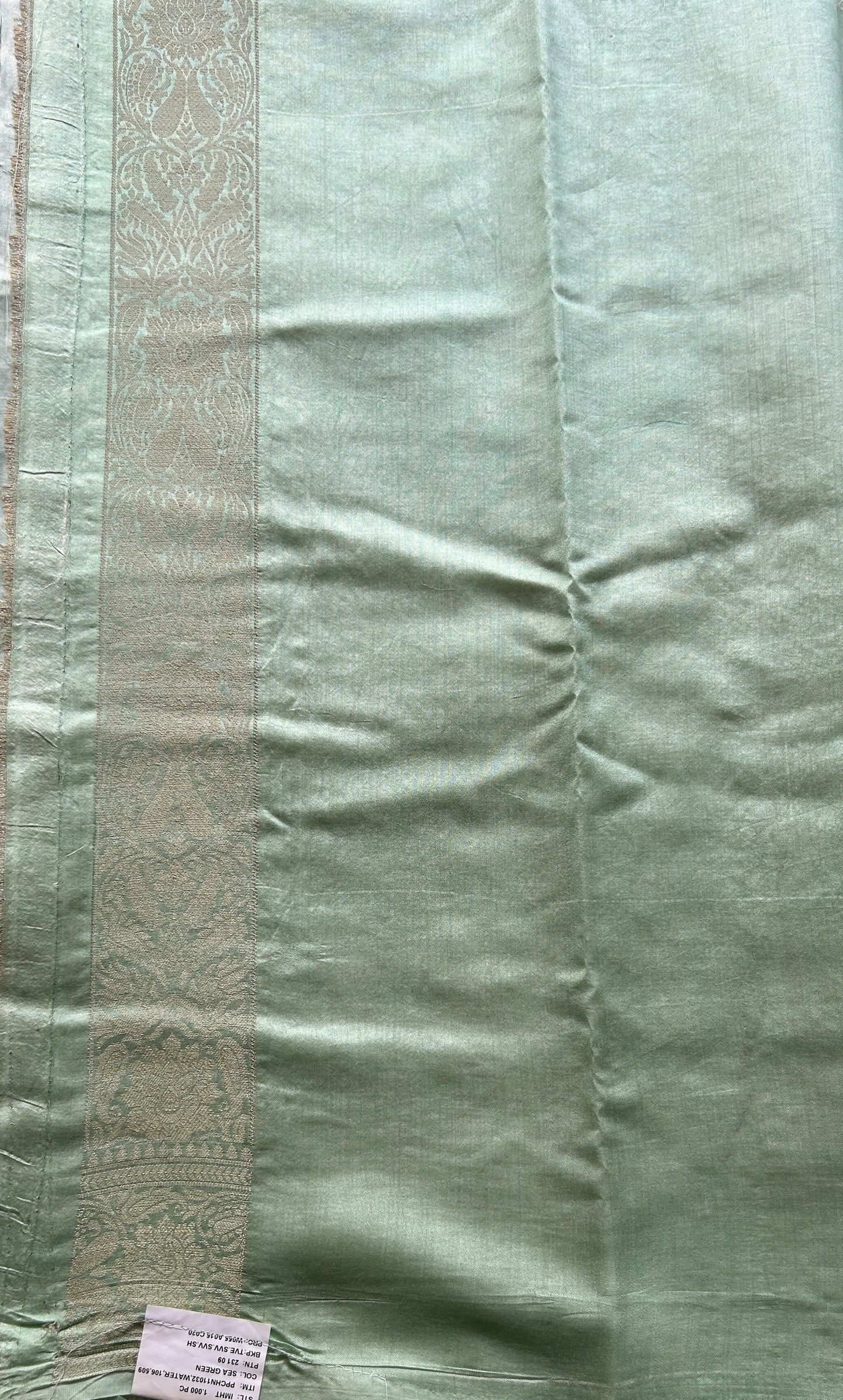 Chiniya Silk Saree Pista Green Colored Elegantly Paired with a Zari Border. - Sampradaya Designer Studio