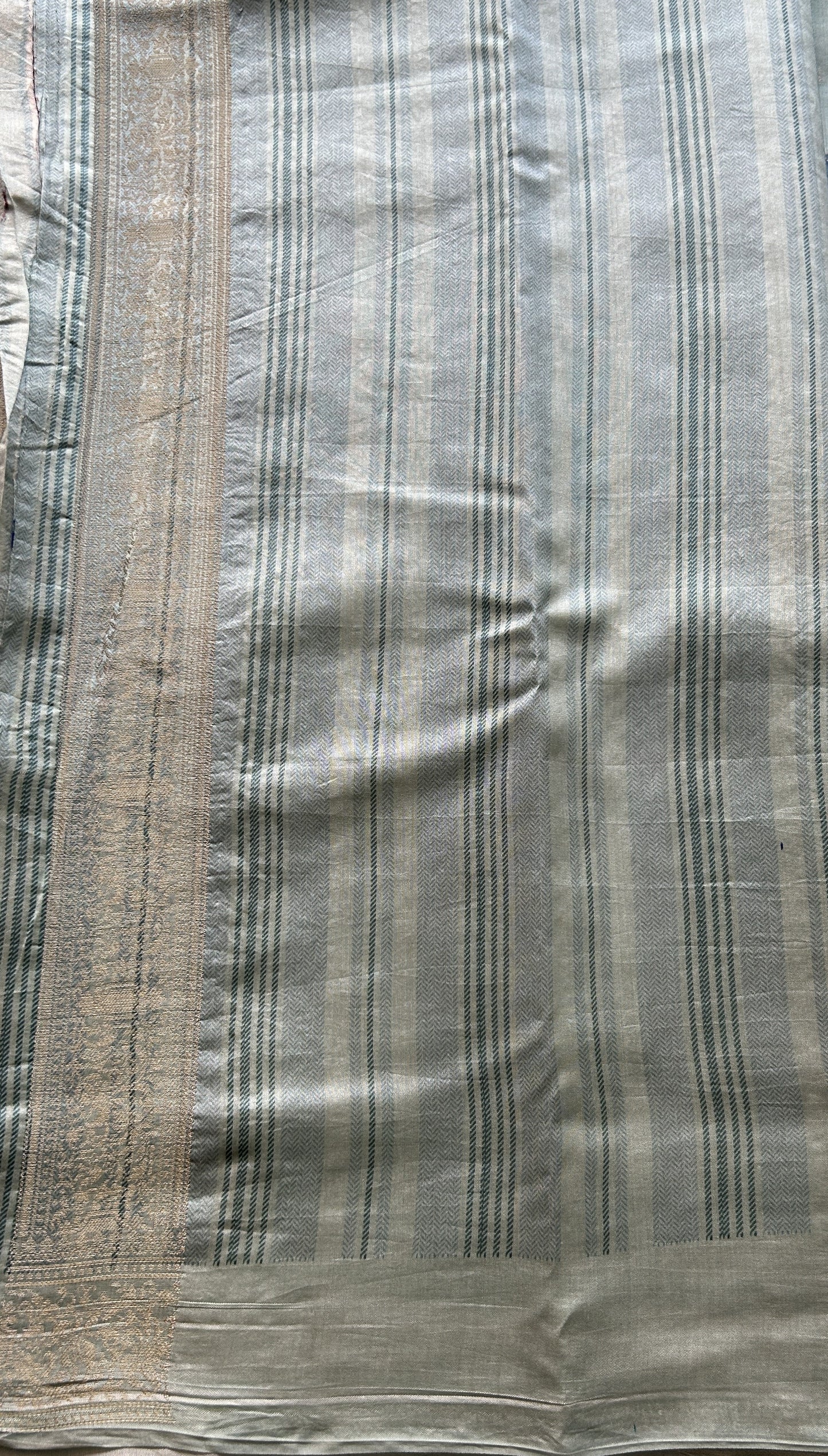 Chiniya Silk Saree Light Sea Blue Colored Elegantly Paired with a Zari Border. - Sampradaya Designer Studio