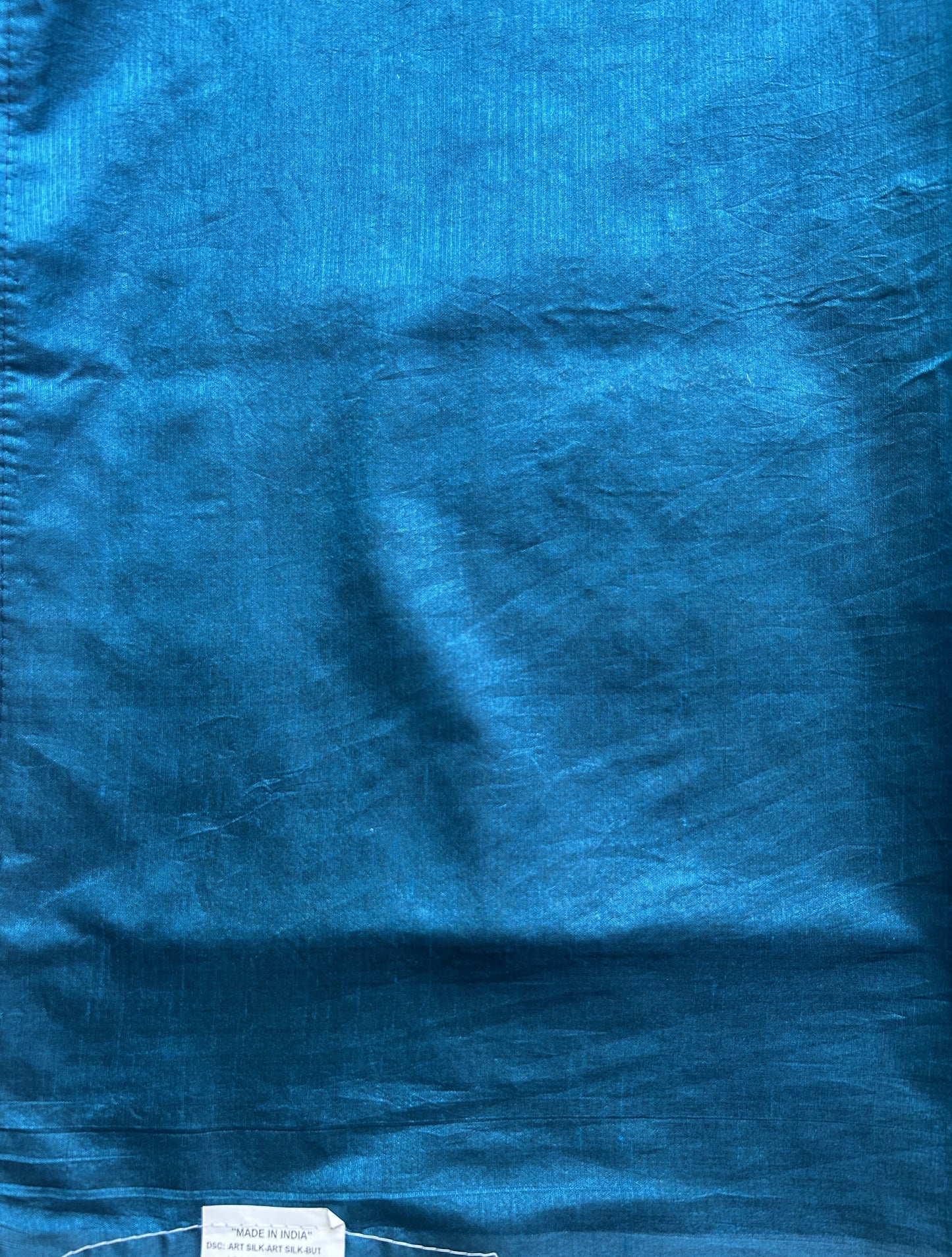 Semi Raw Silk Saree dark Blue Colored Elegantly paired with a Silver Zari Border. - Sampradaya Designer Studio