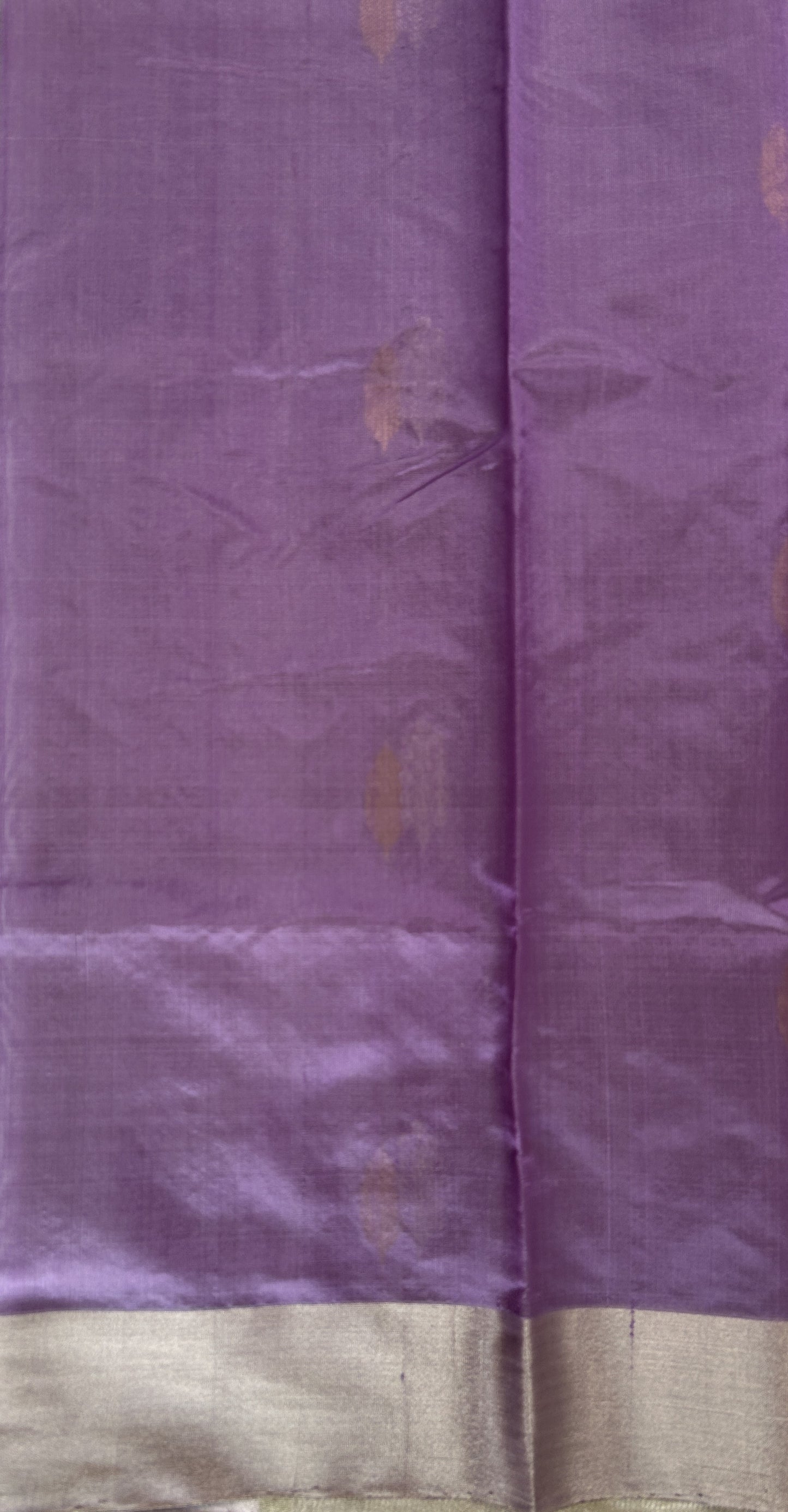 Chanderi Pattu Saree Dusty Purple colored saree complemented with a Silver Zari Weaving Plain border - Sampradaya Designer Studio