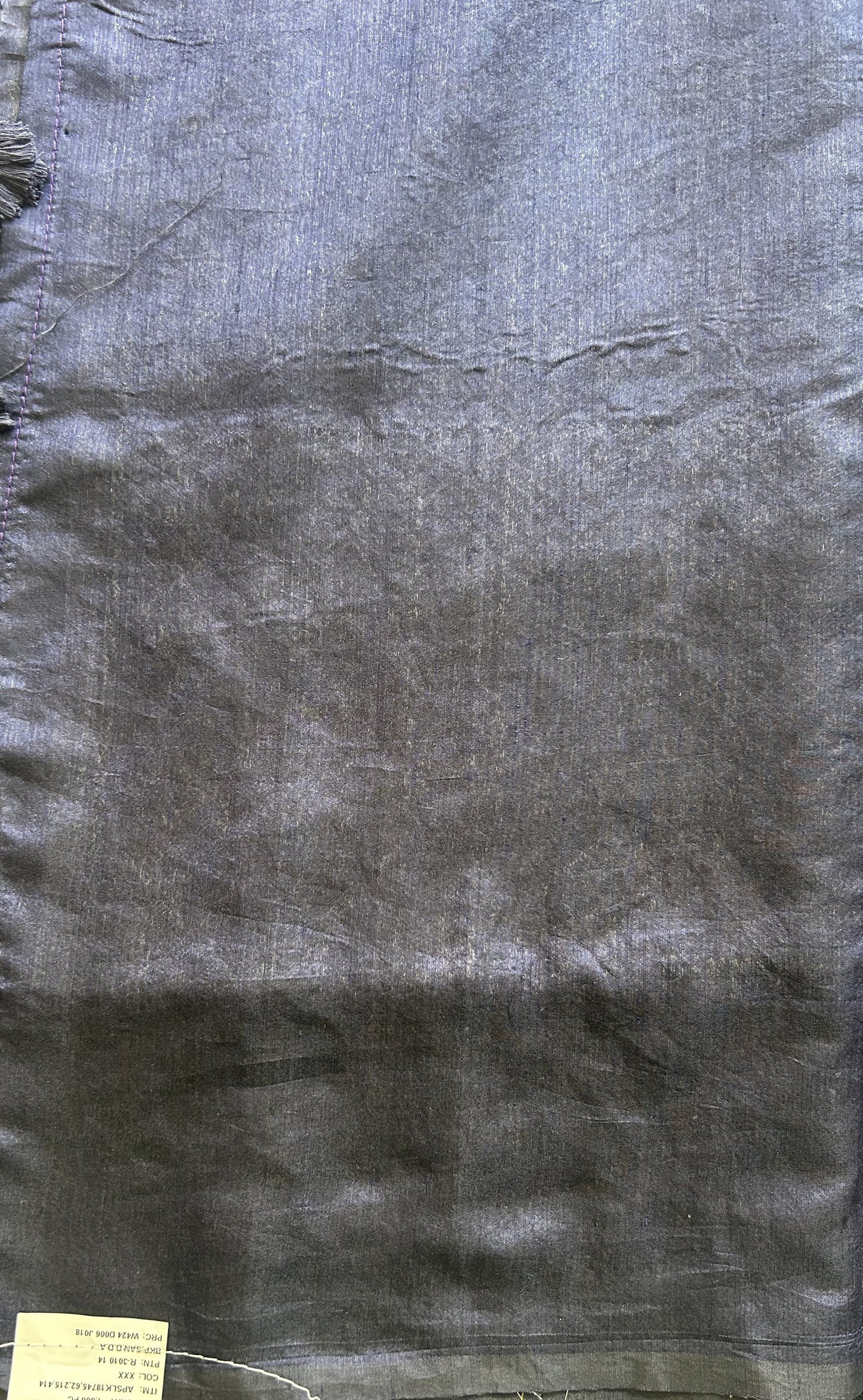 Semi Raw Silk Saree Ink Blue Colored Elegantly paired with a Silver Zari Border. - Sampradaya Designer Studio