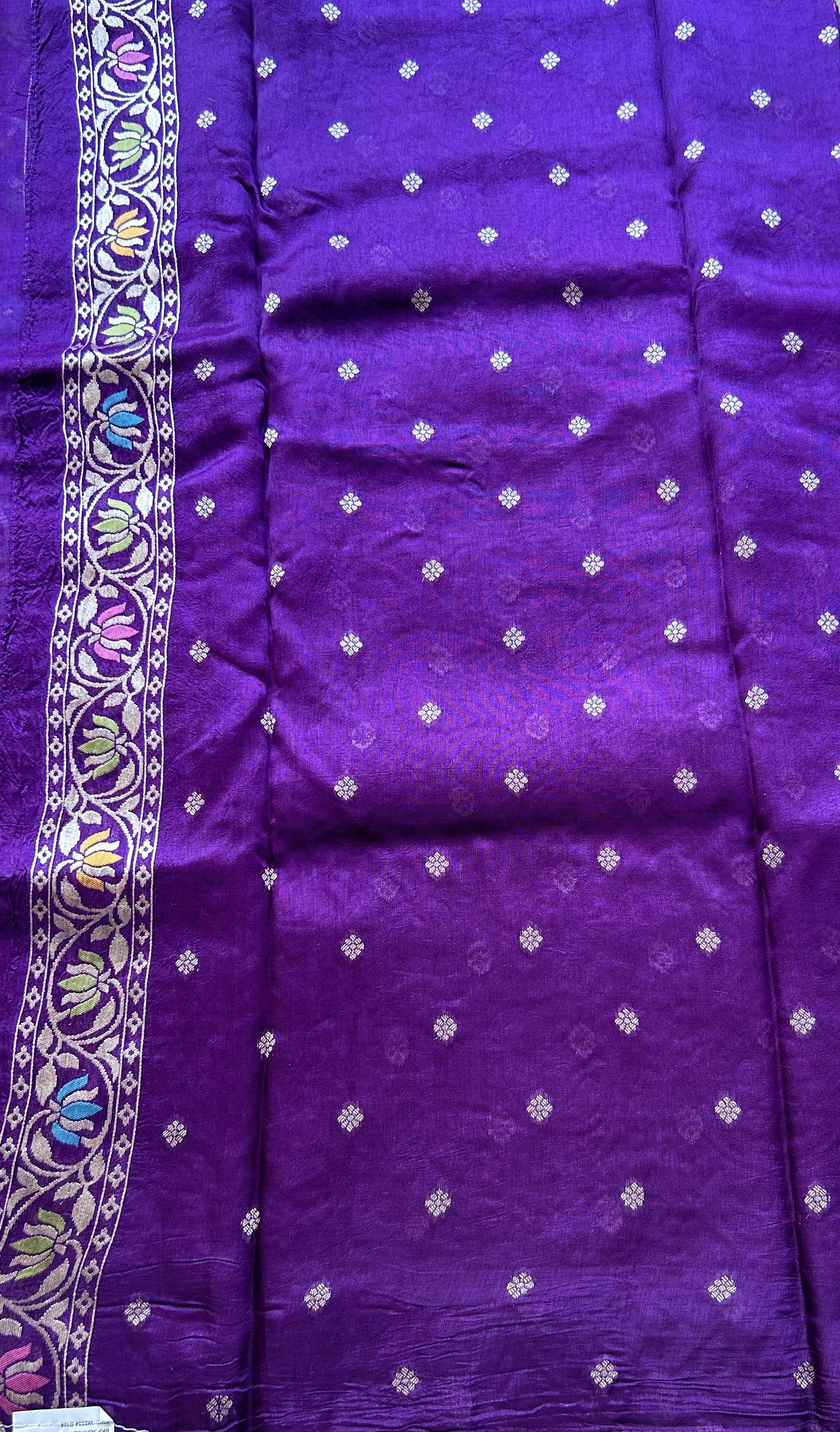 Banarasi Tussar Georgette Allover Saree Deep Violet Colored Paired with a Zari Border. - Sampradaya Designer Studio