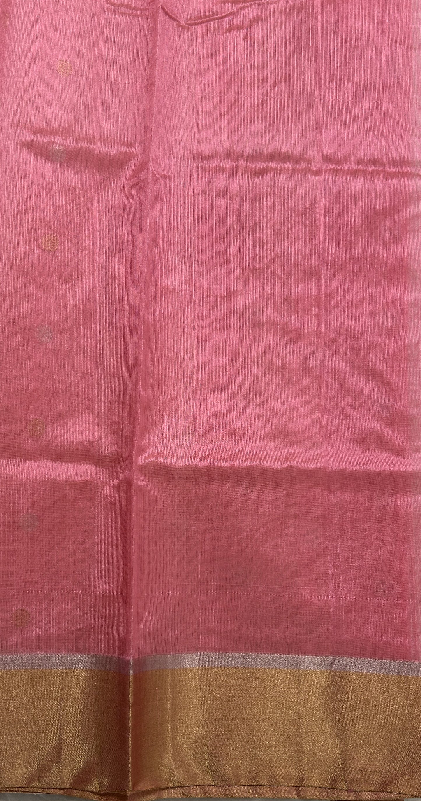 Chanderi Pattu Saree Light Peach colored saree complemented with a Gold Zari weaving Border - Sampradaya Designer Studio