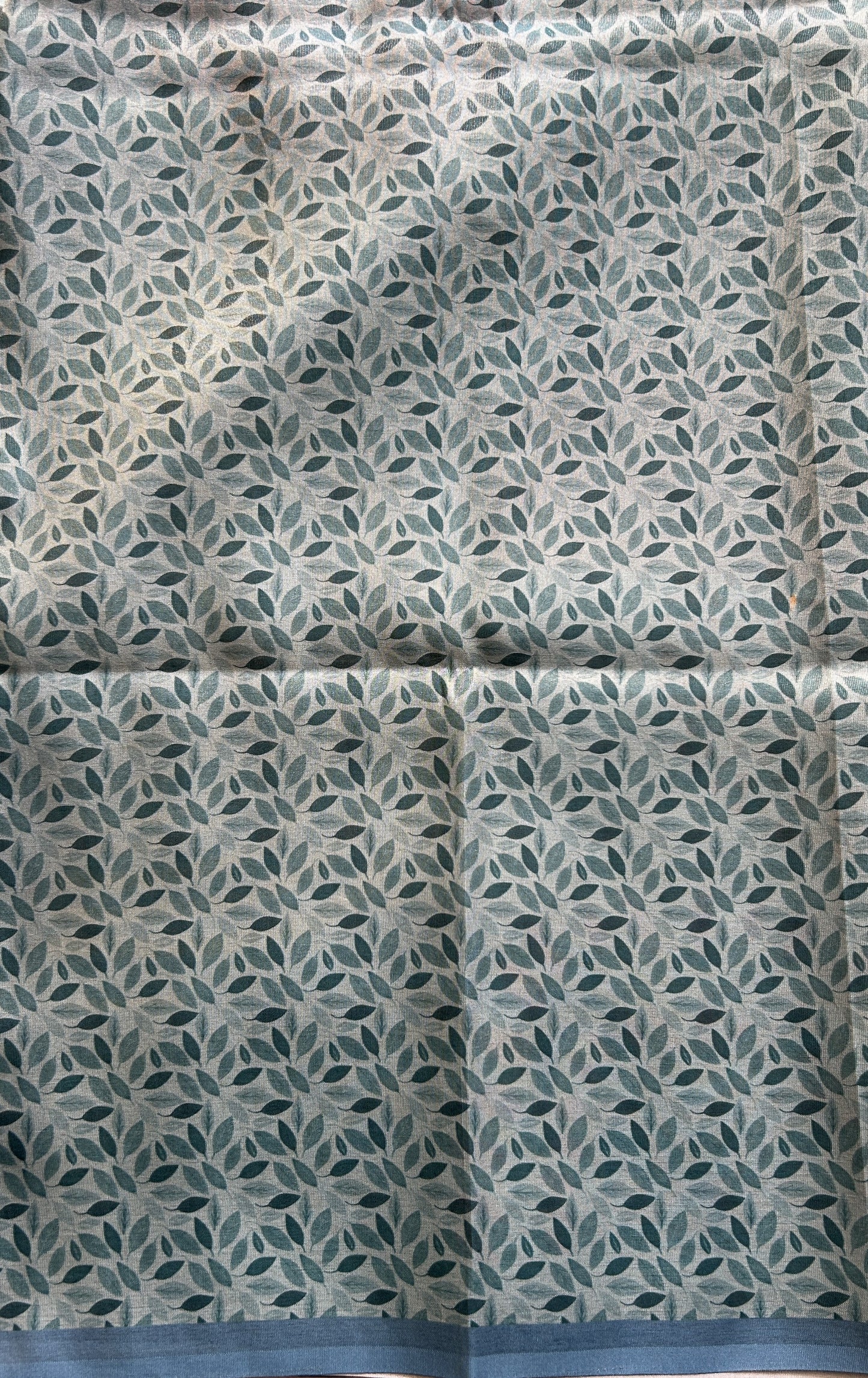 Semi Tussar Saree Sea Blue Colored complemented with a Zari Border. - Sampradaya Designer Studio
