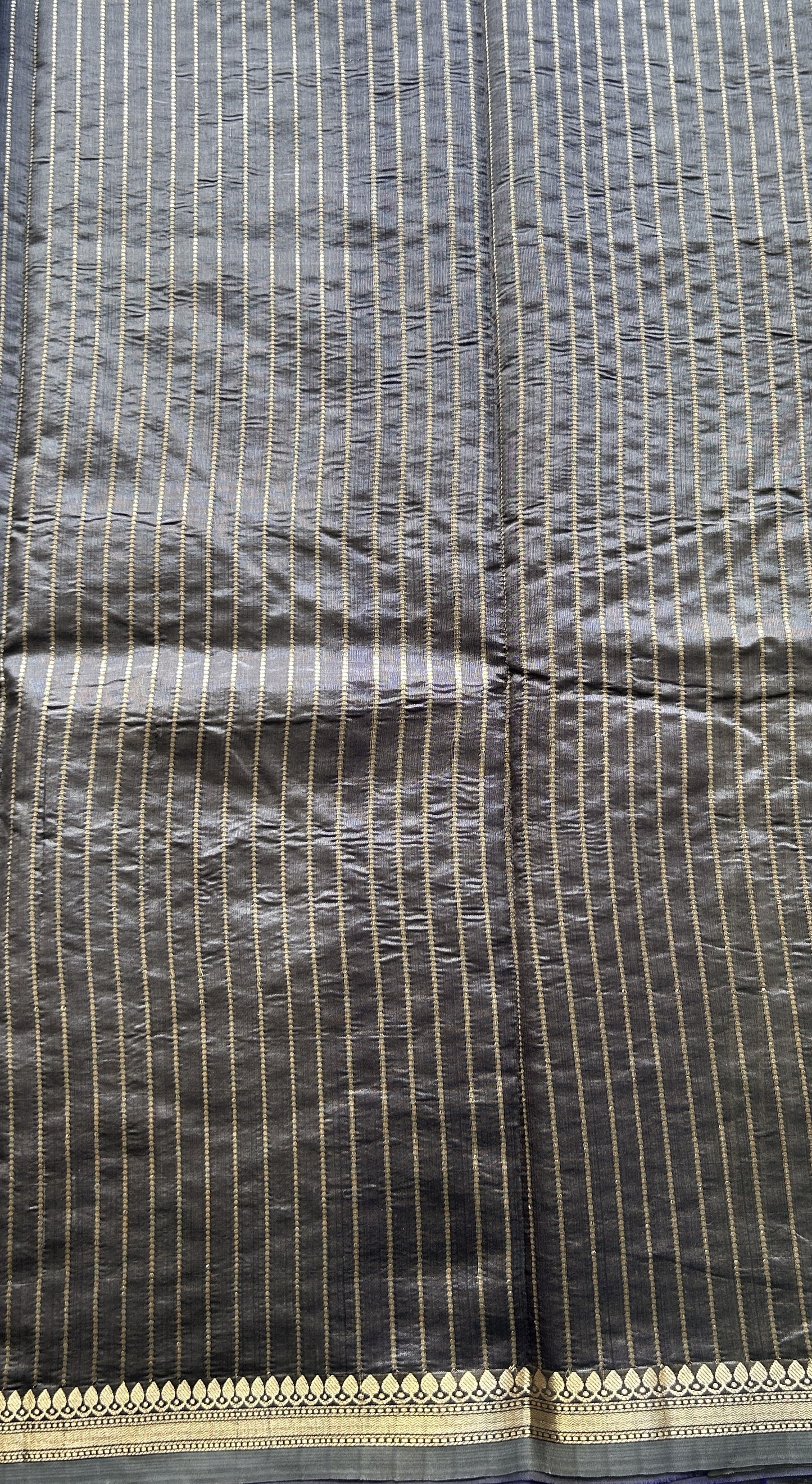 Banarasi Katan Silk Saree Deep Blue Colored Elegantly Paired with a Zari border. - Sampradaya Designer Studio