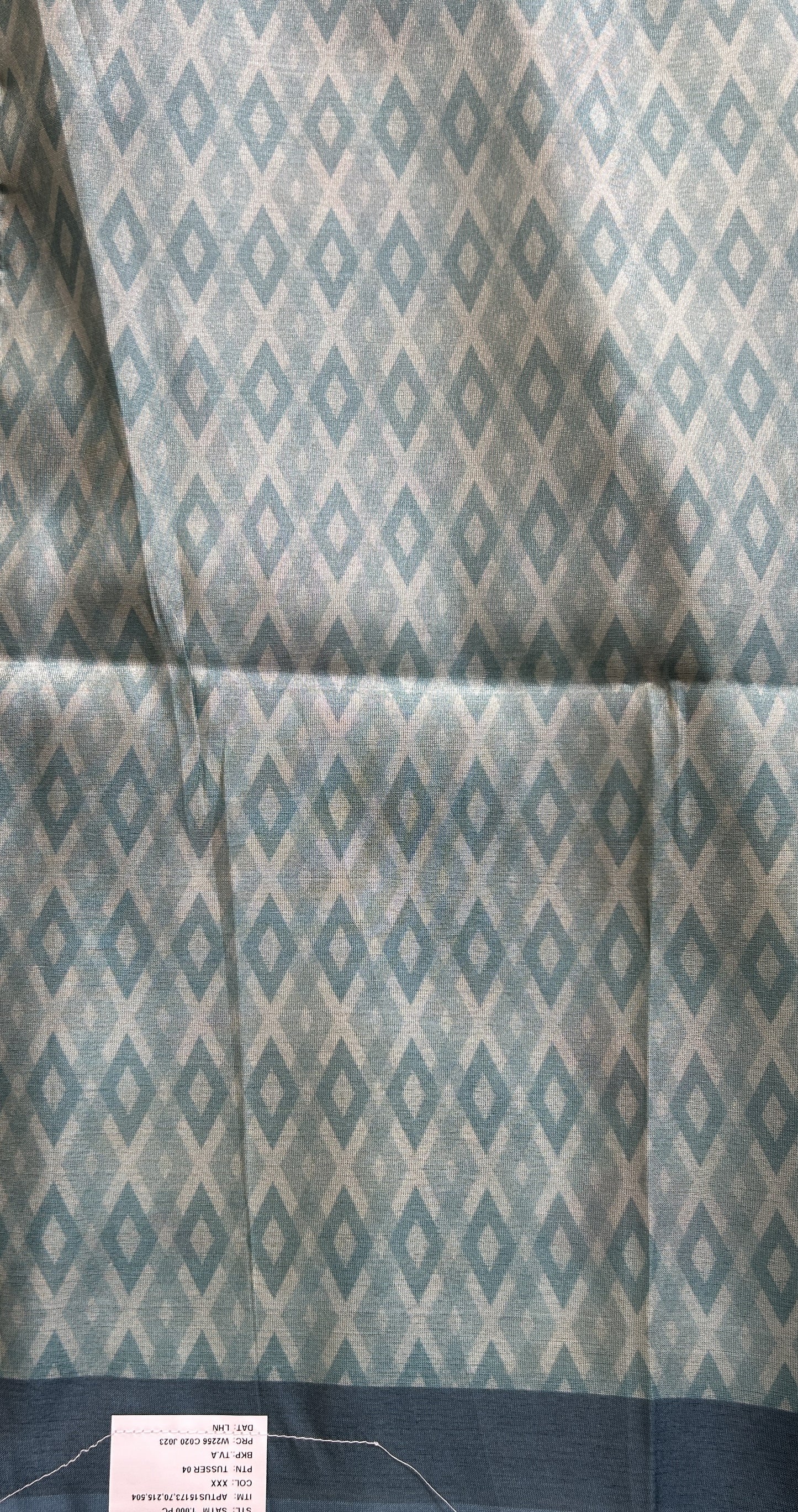 Semi Tussar Saree Sky Blue Colored complemented with a Zari Border. - Sampradaya Designer Studio