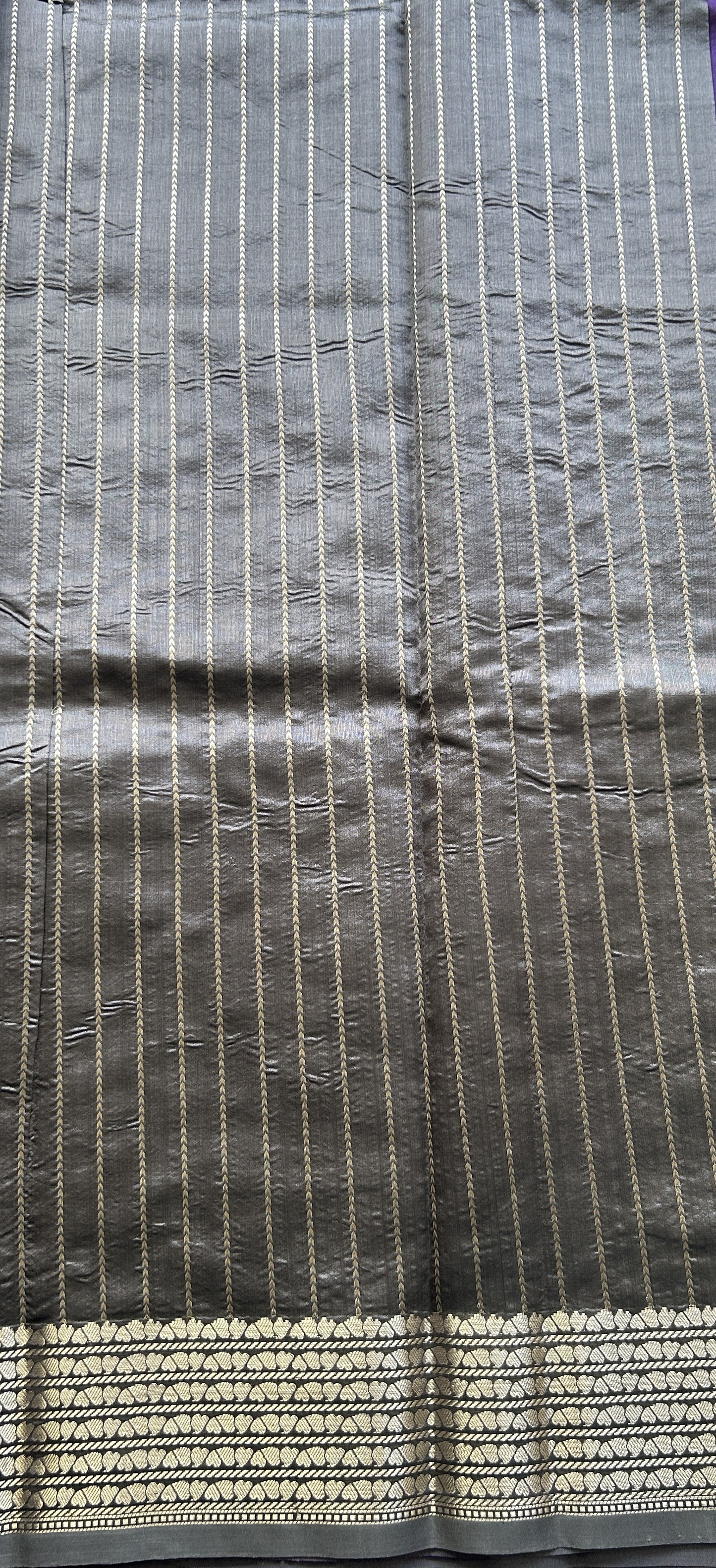 Banarasi Katan Silk Saree Violet Colored Elegantly Paired with a Zari border. - Sampradaya Designer Studio