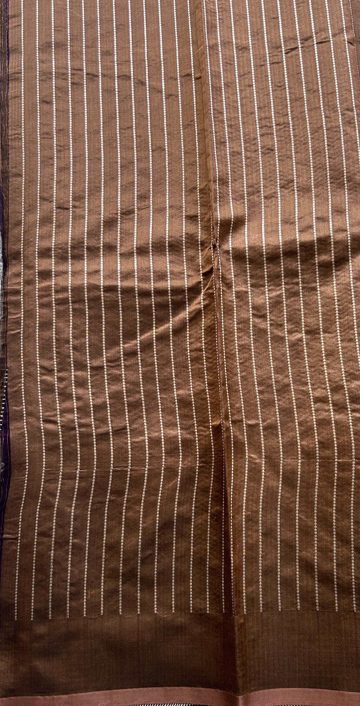 Banarasi Katan Silk Saree Deep Violet Colored Elegantly Paired with a Zari border. - Sampradaya Designer Studio