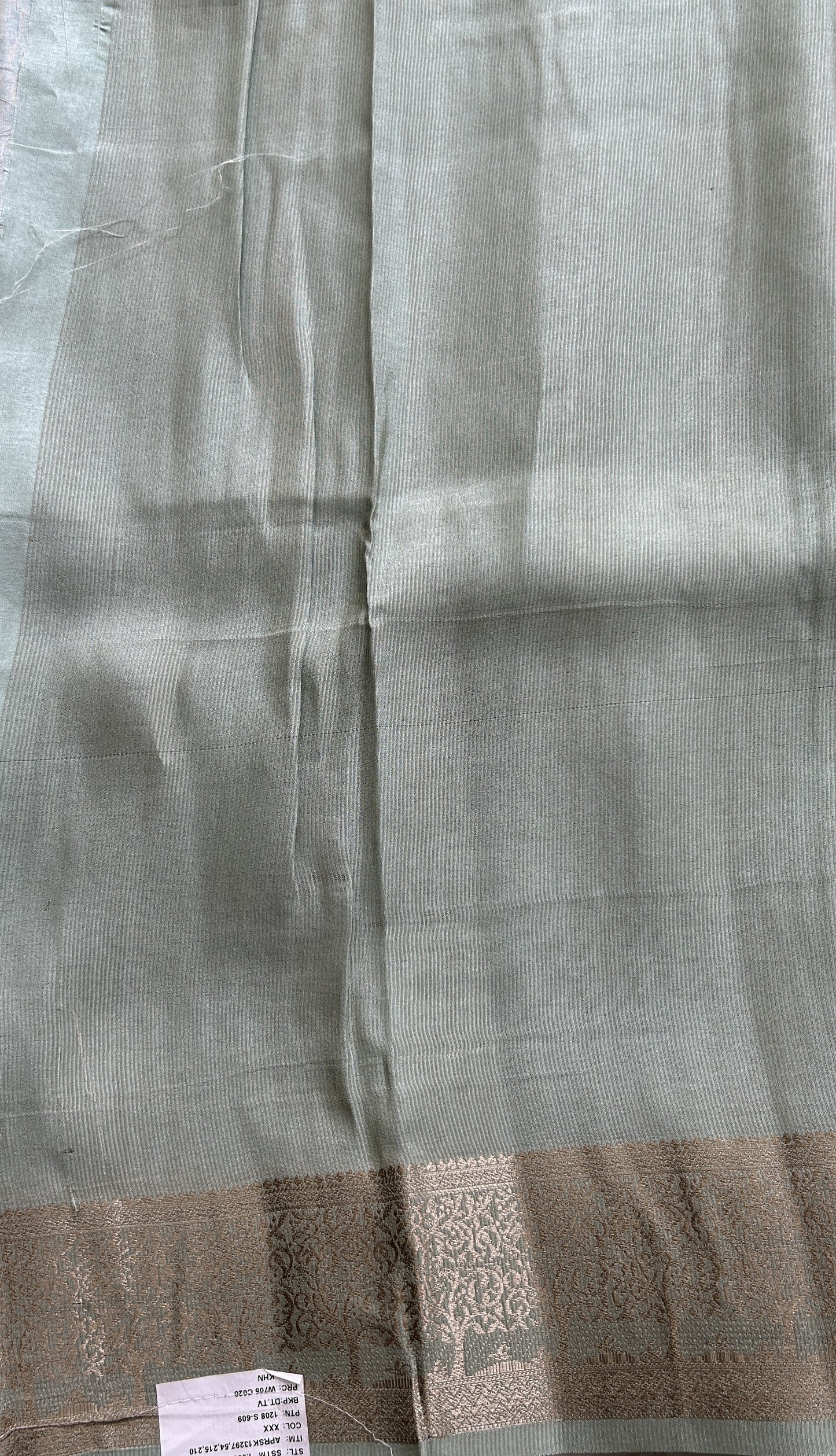 Semi Raw Silk Saree Sea Green Colored Complemented with a Zari Border. - Sampradaya Designer Studio