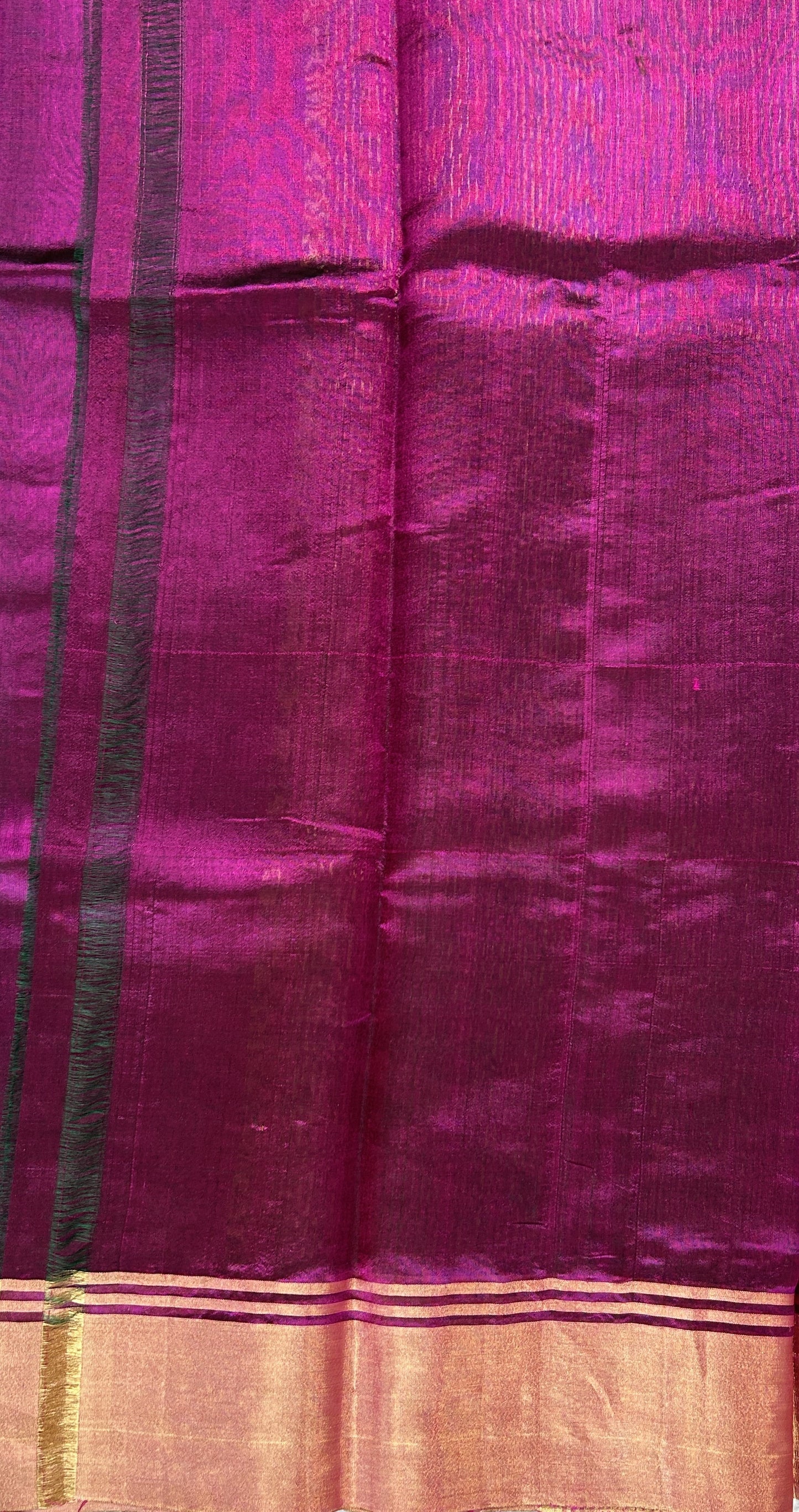 Chanderi Pattu Saree Magenta colored saree complemented with a Gold Zari border - Sampradaya Designer Studio