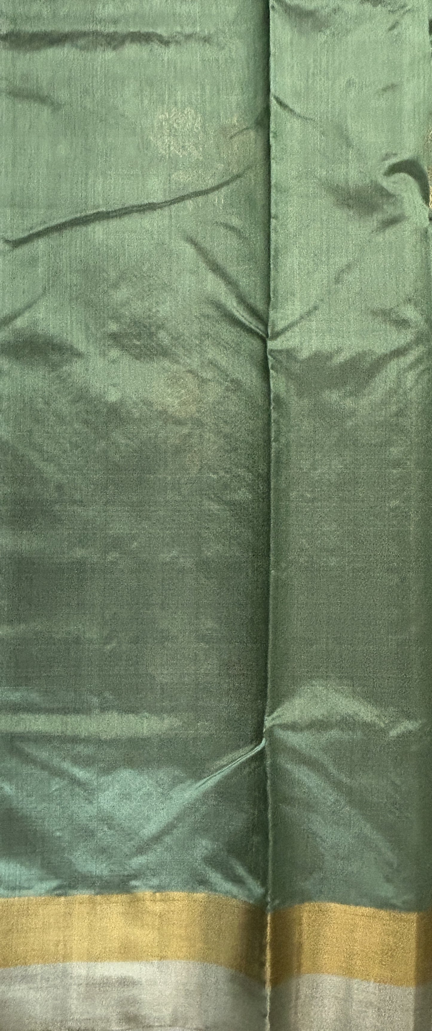 Chanderi Pattu Saree Cool Green colored saree complemented with a Gold &Silver Zari border - Sampradaya Designer Studio