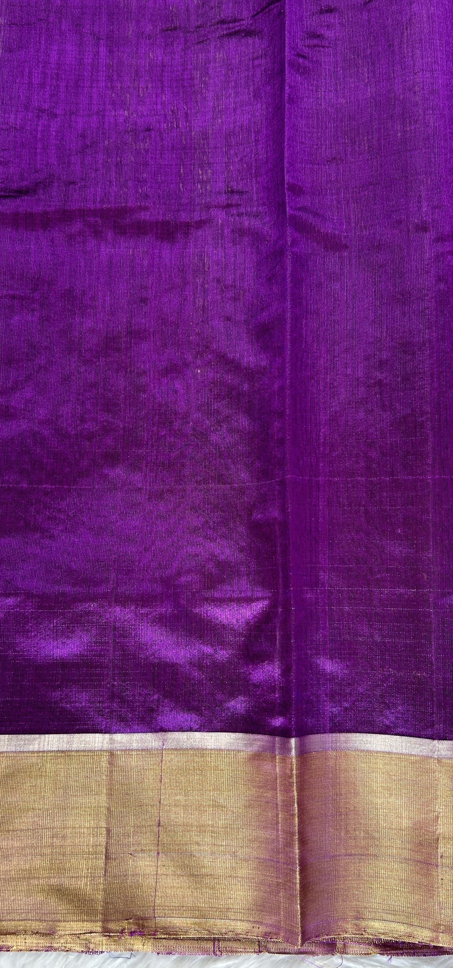 Chanderi Pattu Saree Purple colored saree complemented with a Gold Zari border - Sampradaya Designer Studio