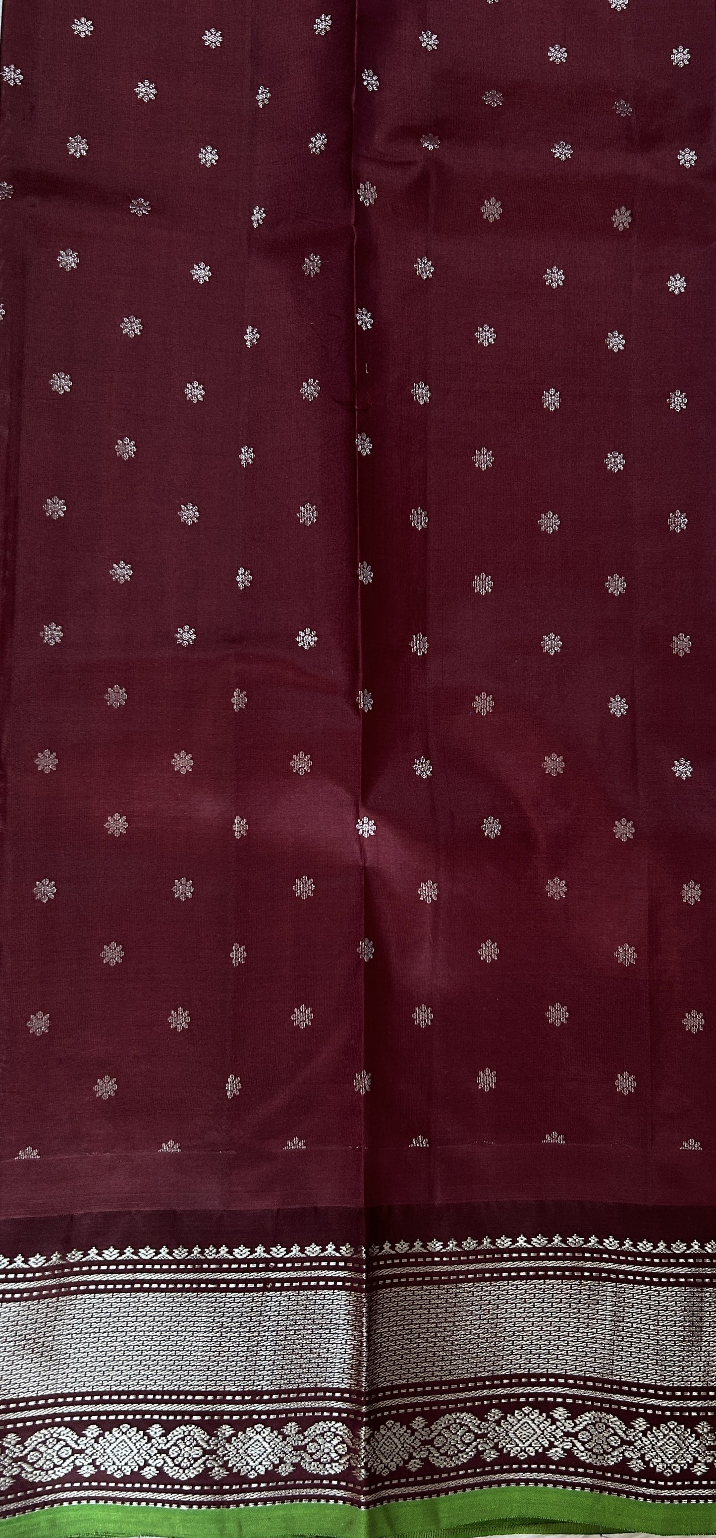 Gadwal Pattu Saree Lavender colored saree complemented with a Brown Kanchi Border - Sampradaya Designer Studio