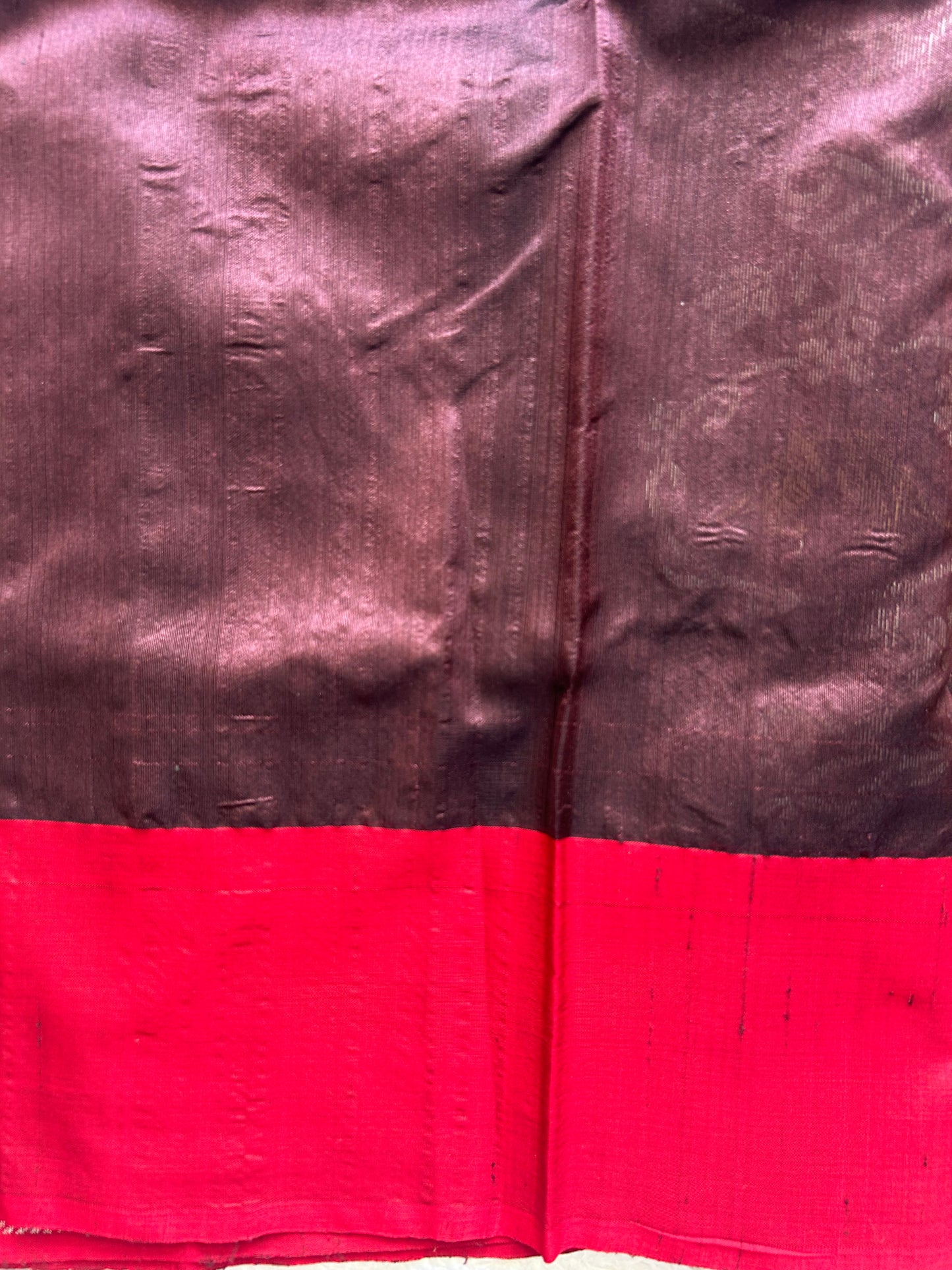 Chanderi Silk Saree Brown color Elegantly Paired with a Silver Zari border - Sampradaya Designer Studio