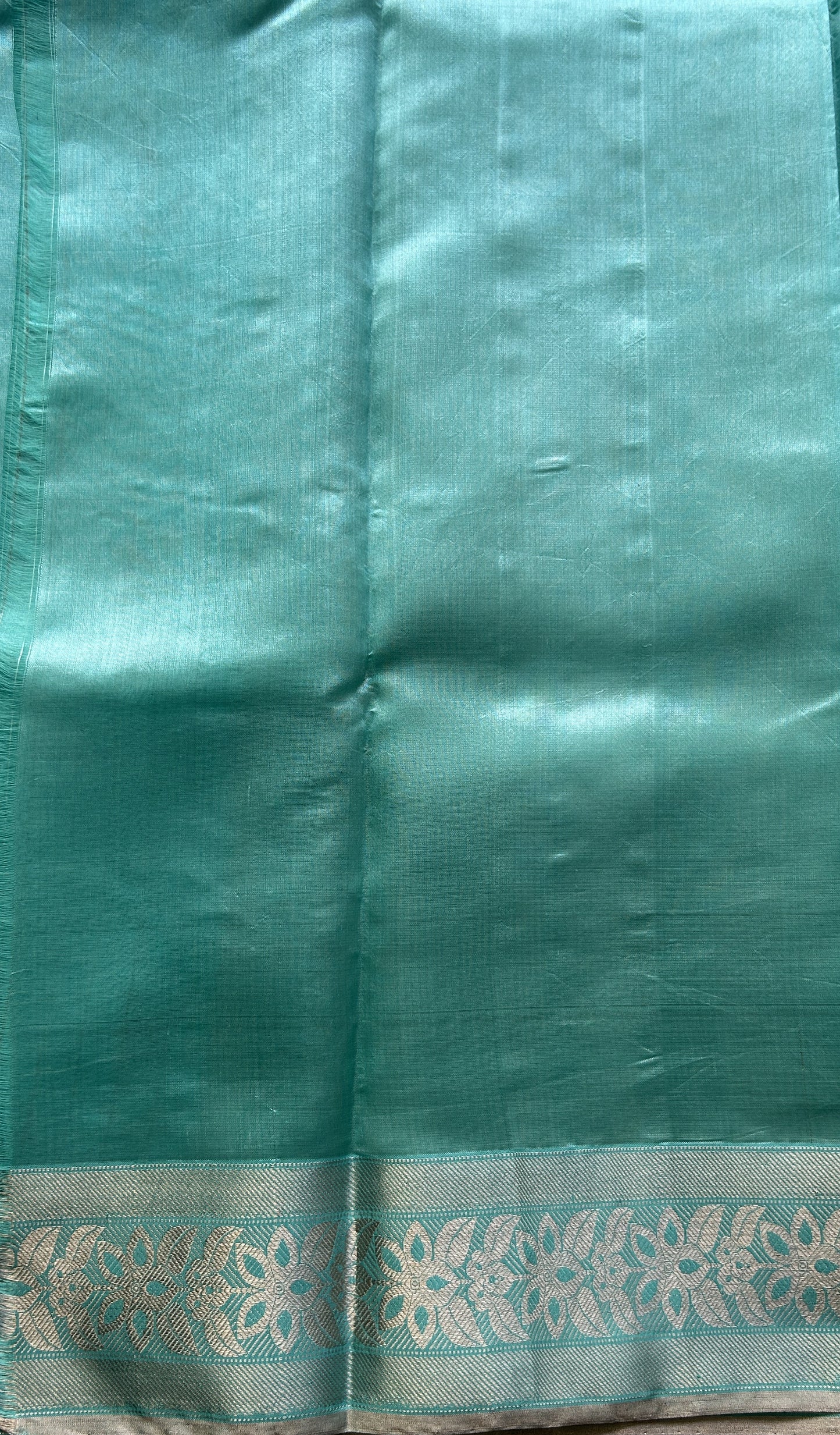 Chanderi Silk Saree Sea Blue color Elegantly Paired with a Zari border - Sampradaya Designer Studio
