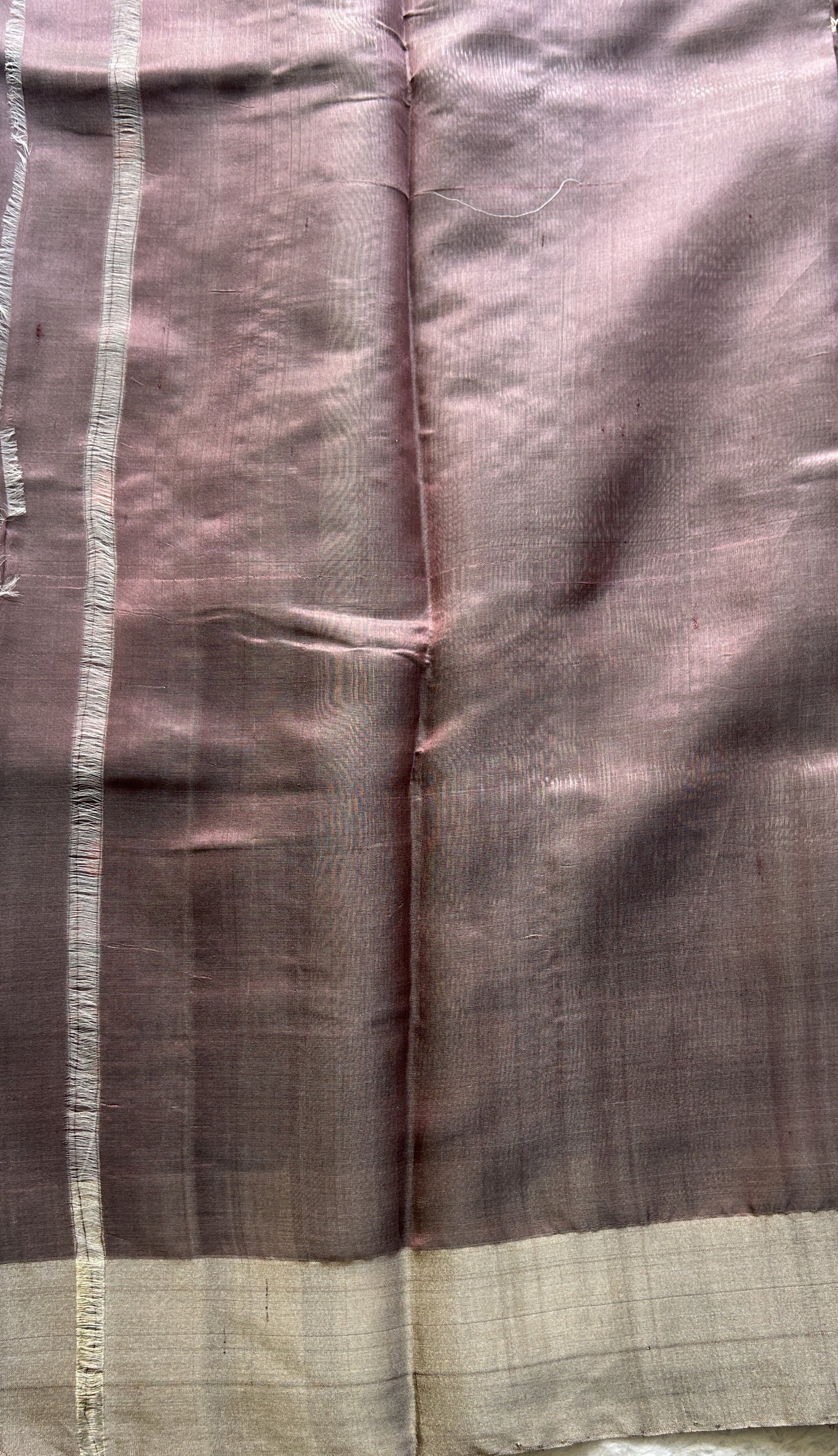 Chanderi Silk Saree Mauve color Elegantly Paired with a Zari border - Sampradaya Designer Studio