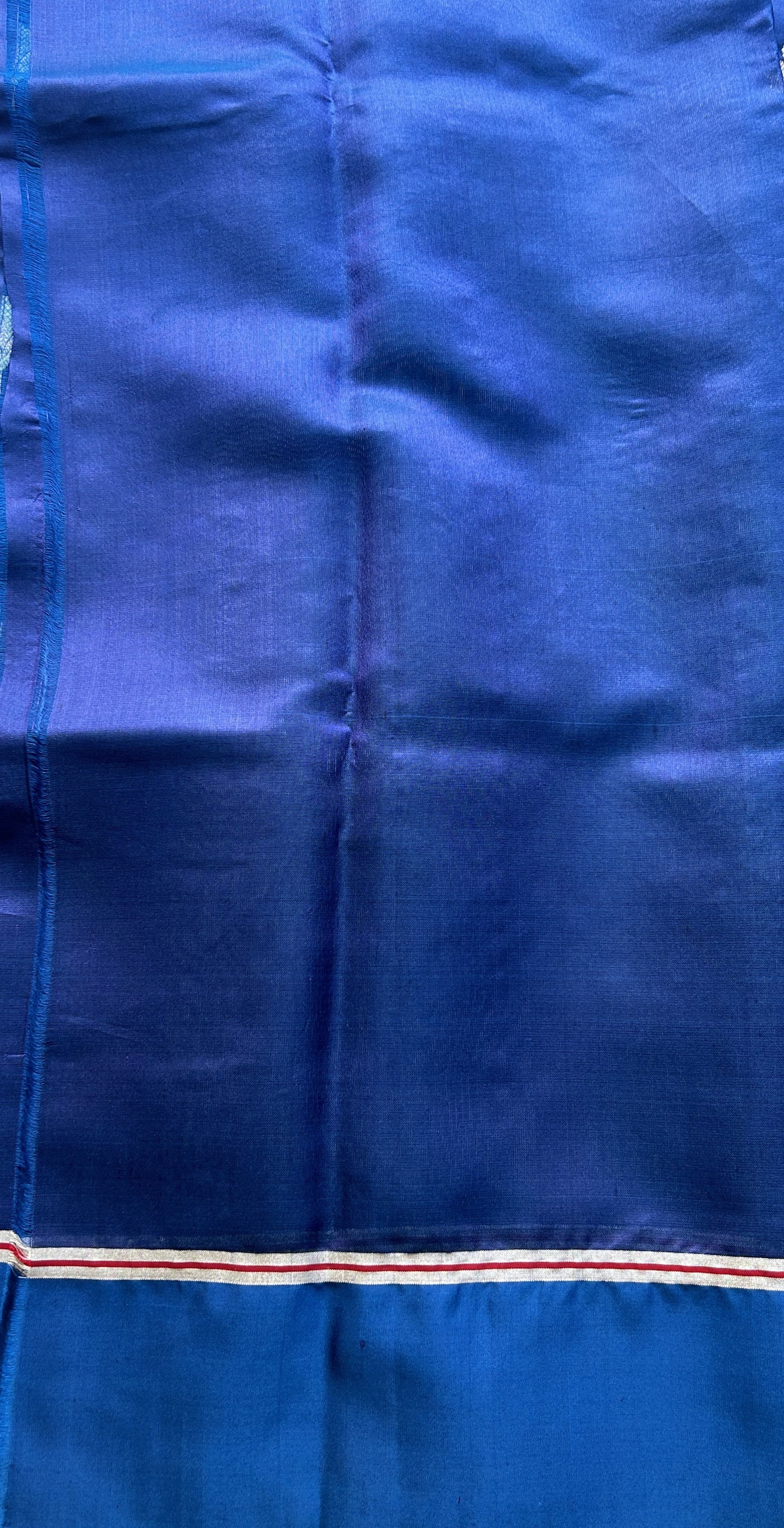 Chanderi Silk Saree Navy Blue color Elegantly Paired with a Plain border - Sampradaya Designer Studio