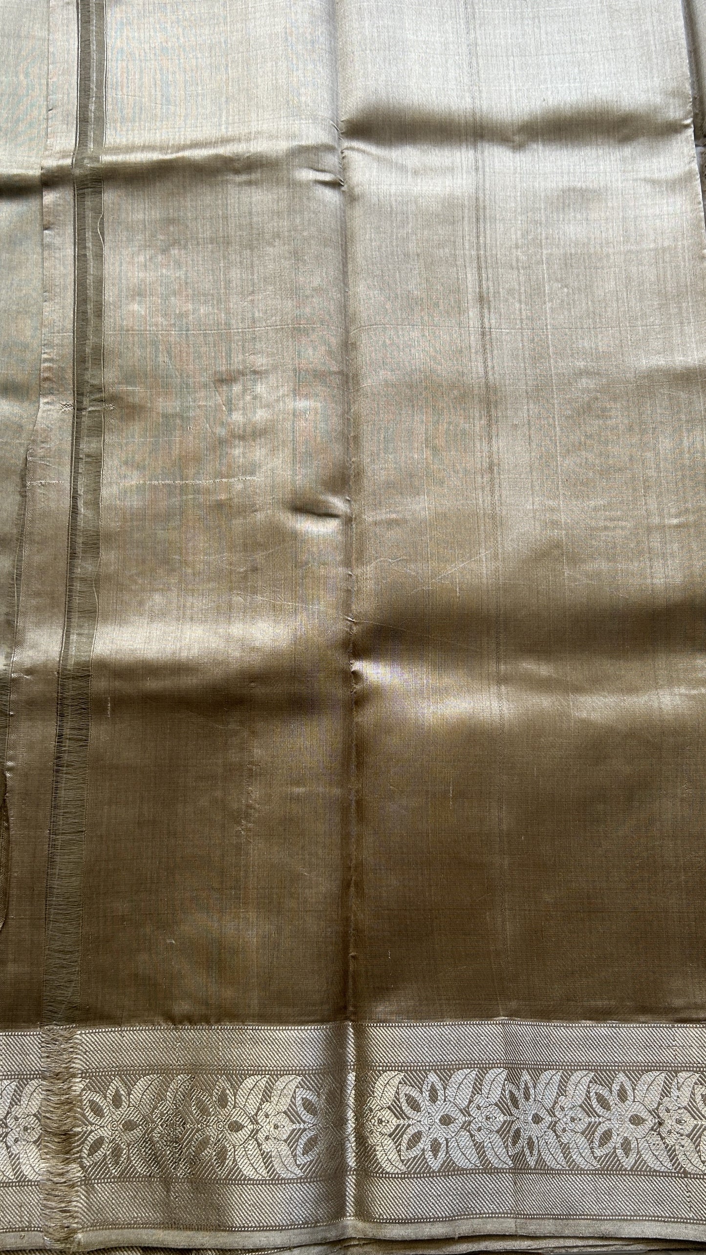 Chanderi Silk Saree Sand Dune color Elegantly Paired with a Zari border - Sampradaya Designer Studio