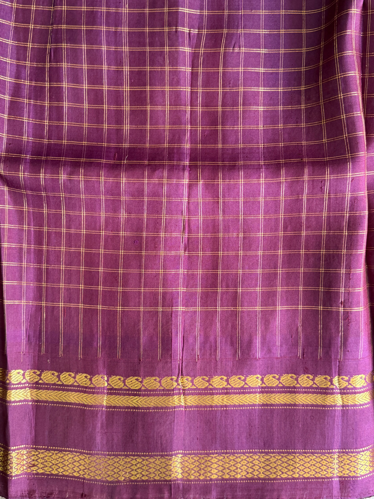 Gold Gadwal Silk Saree with Gold Zari Border — Pure Handloom | Silk Mark Certified
