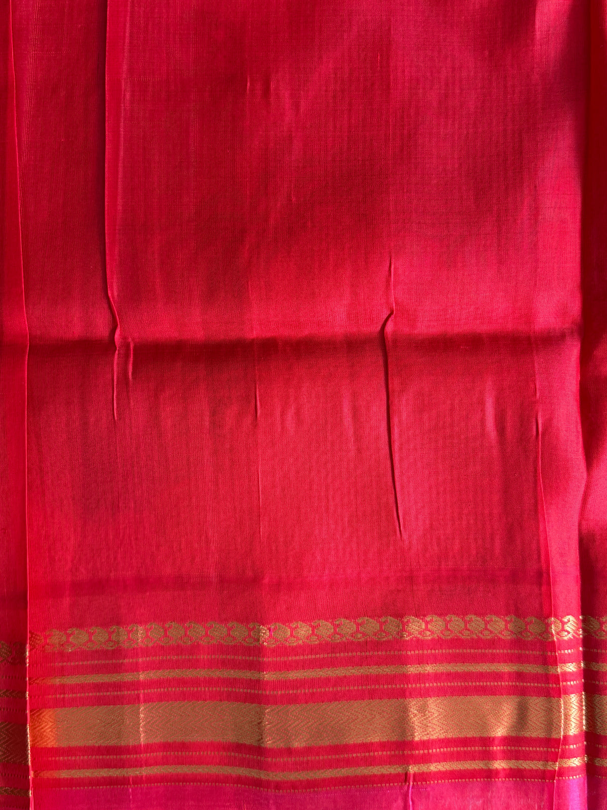 Brown Gadwal Silk Saree with Gold Zari Border — Pure Handloom | Silk Mark Certified