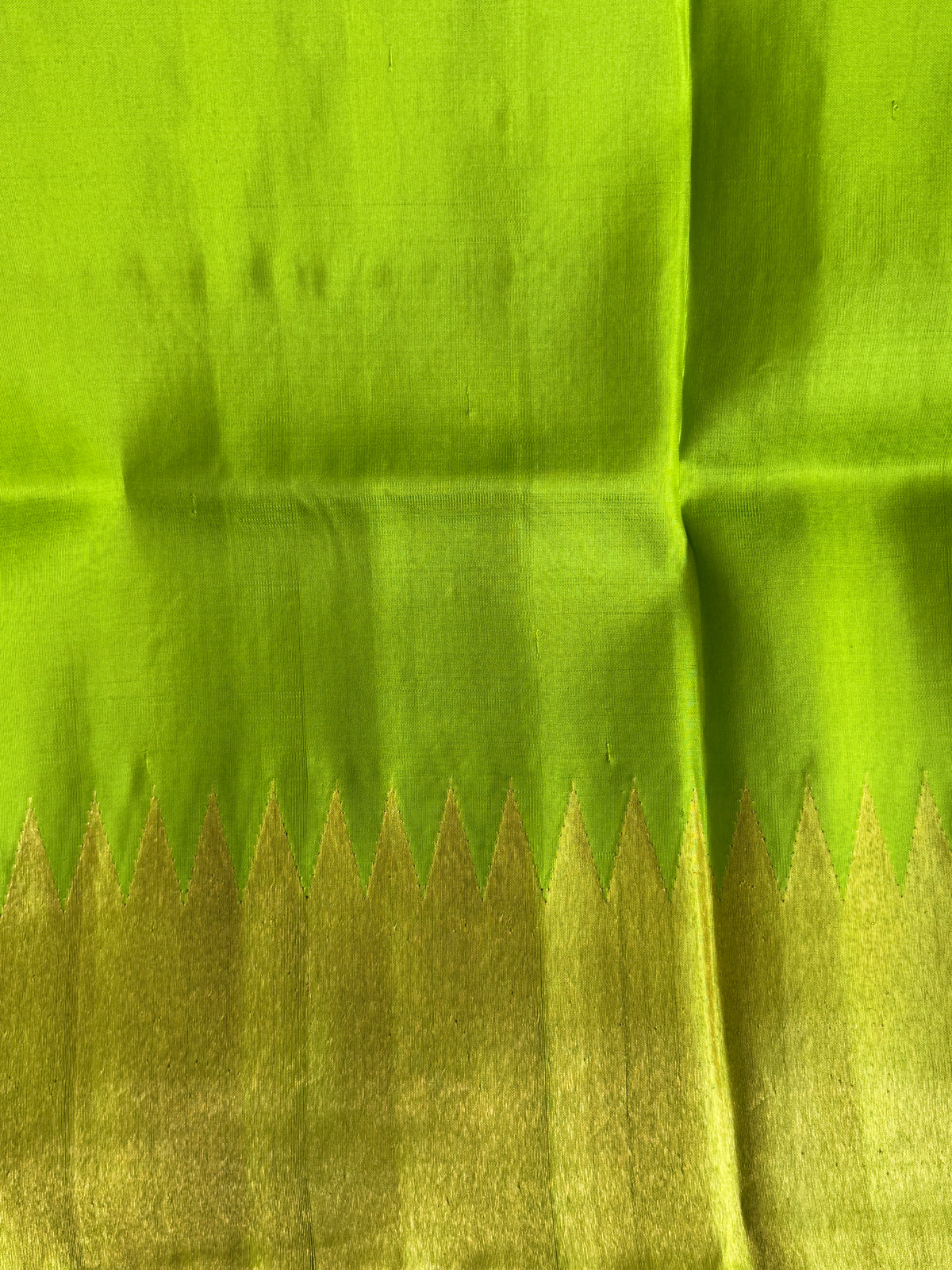 Green Gadwal Silk Saree with Gold Zari Border — Pure Handloom | Silk Mark Certified