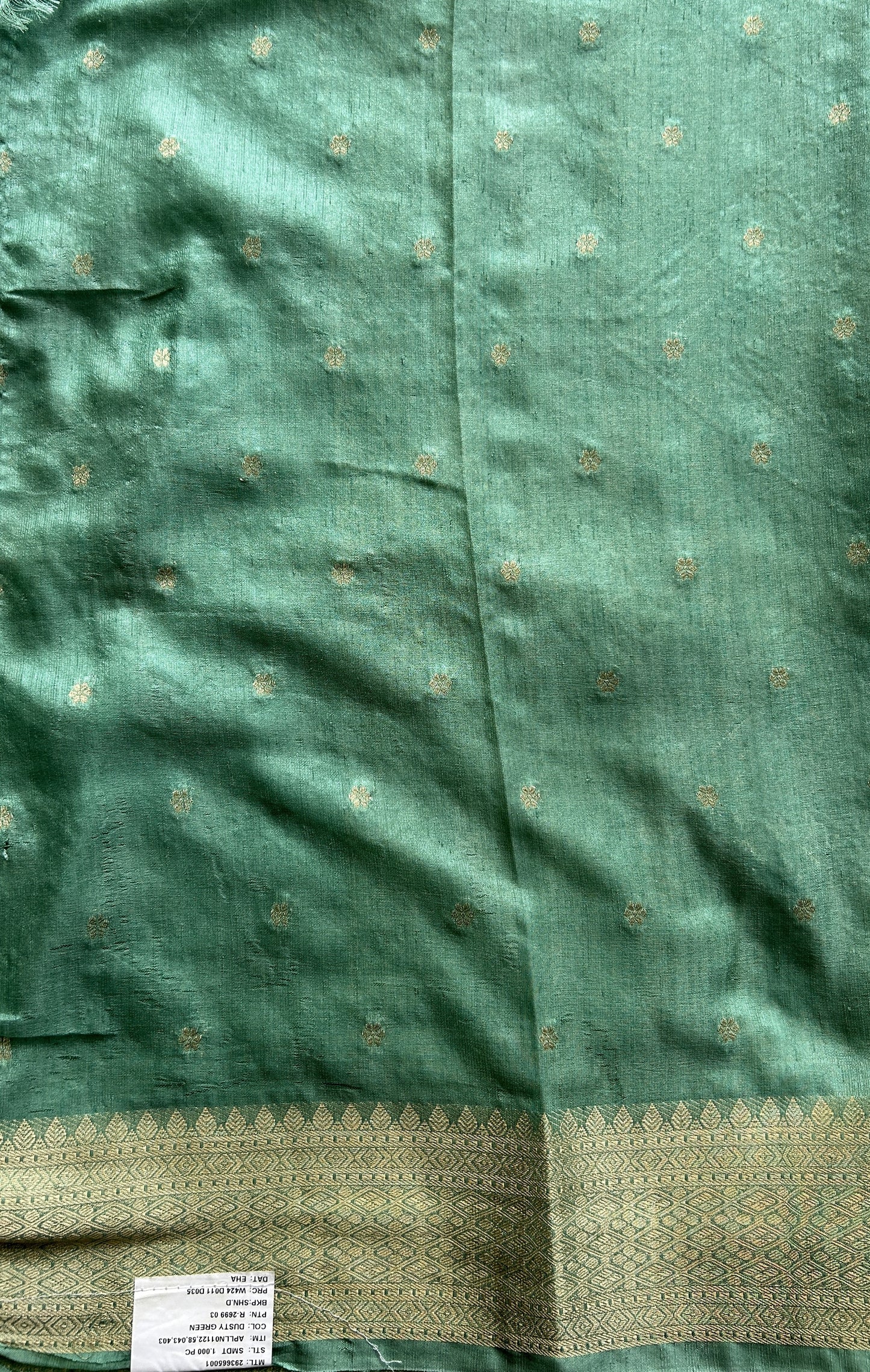 Semi Georgette Saree Light Green Colored Complemented with a Zari Border. - Sampradaya Designer Studio