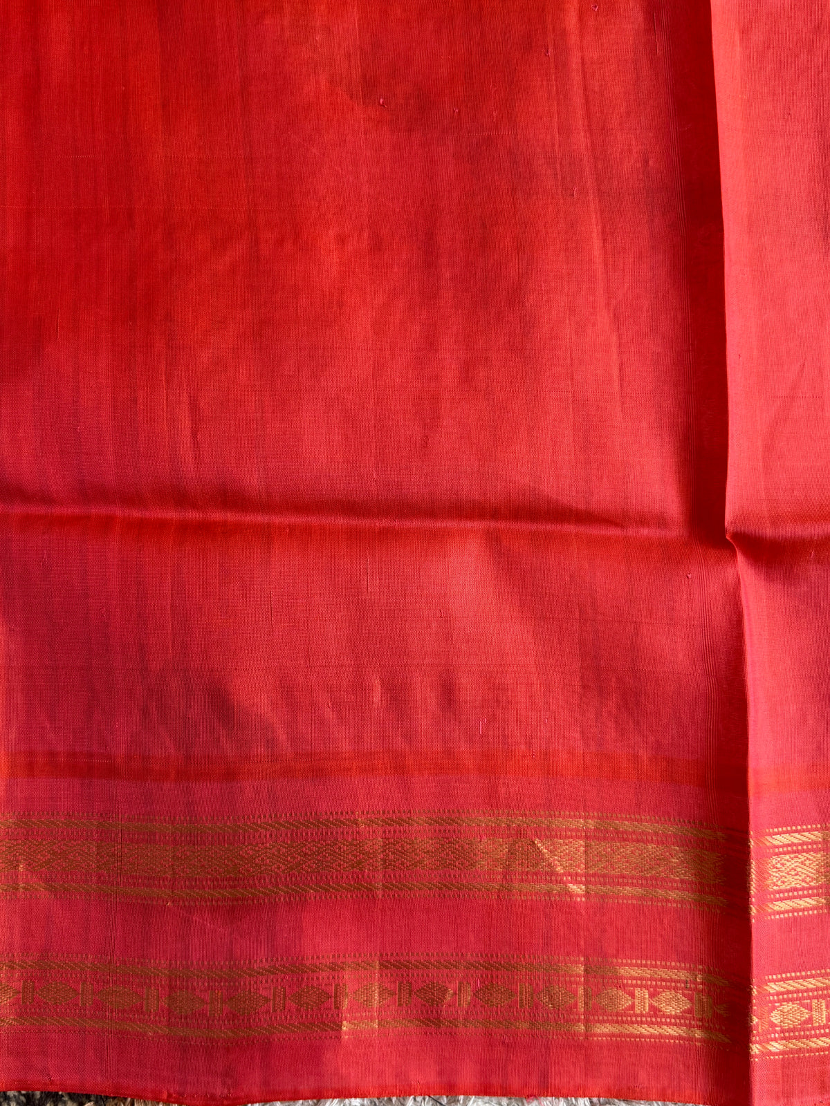 Beige and Black Gadwal Silk Saree with Gold Zari Border — Pure Handloom | Silk Mark Certified
