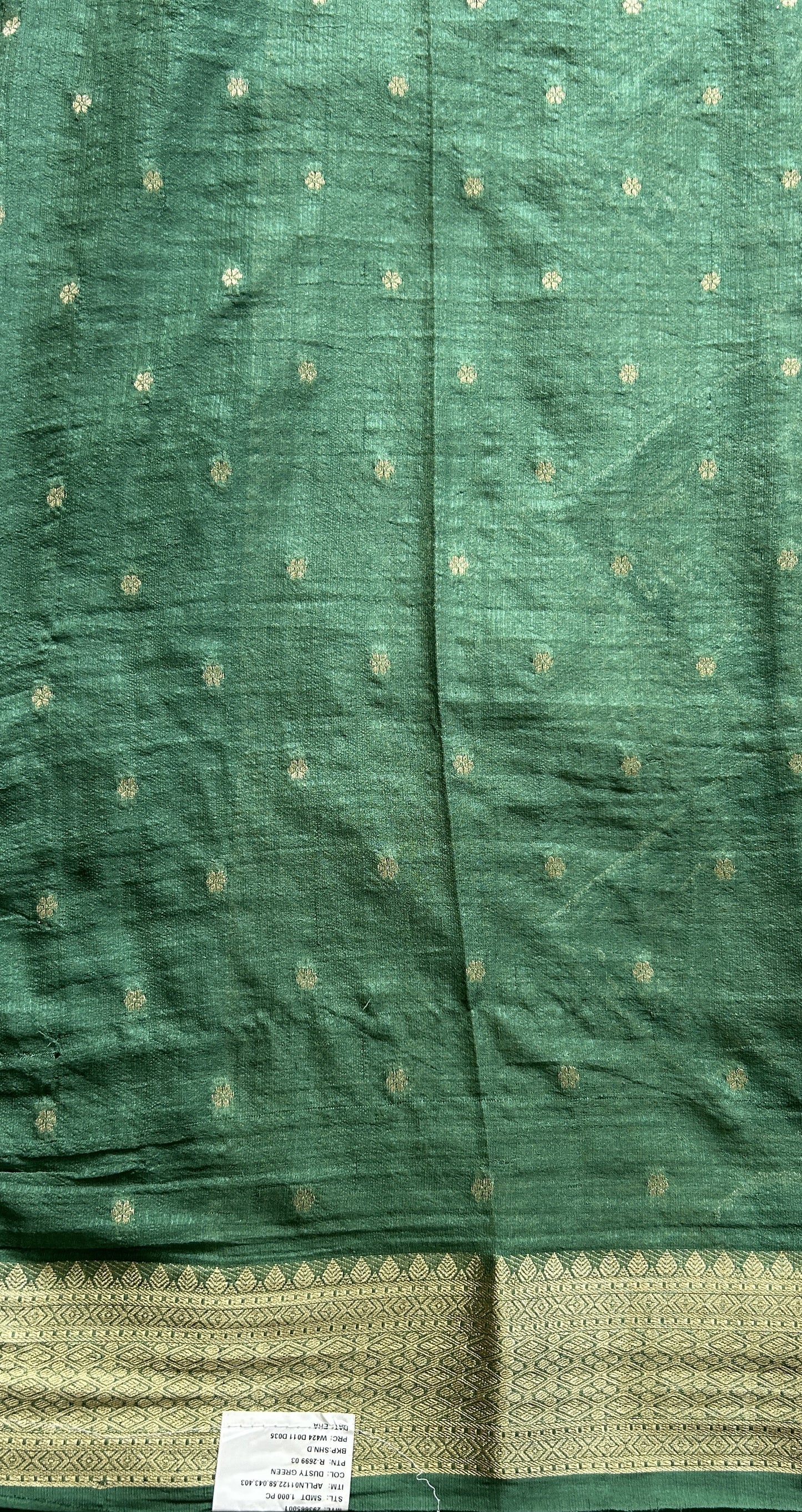 Semi Georgette Saree Green Colored Complemented with a Zari Border. - Sampradaya Designer Studio