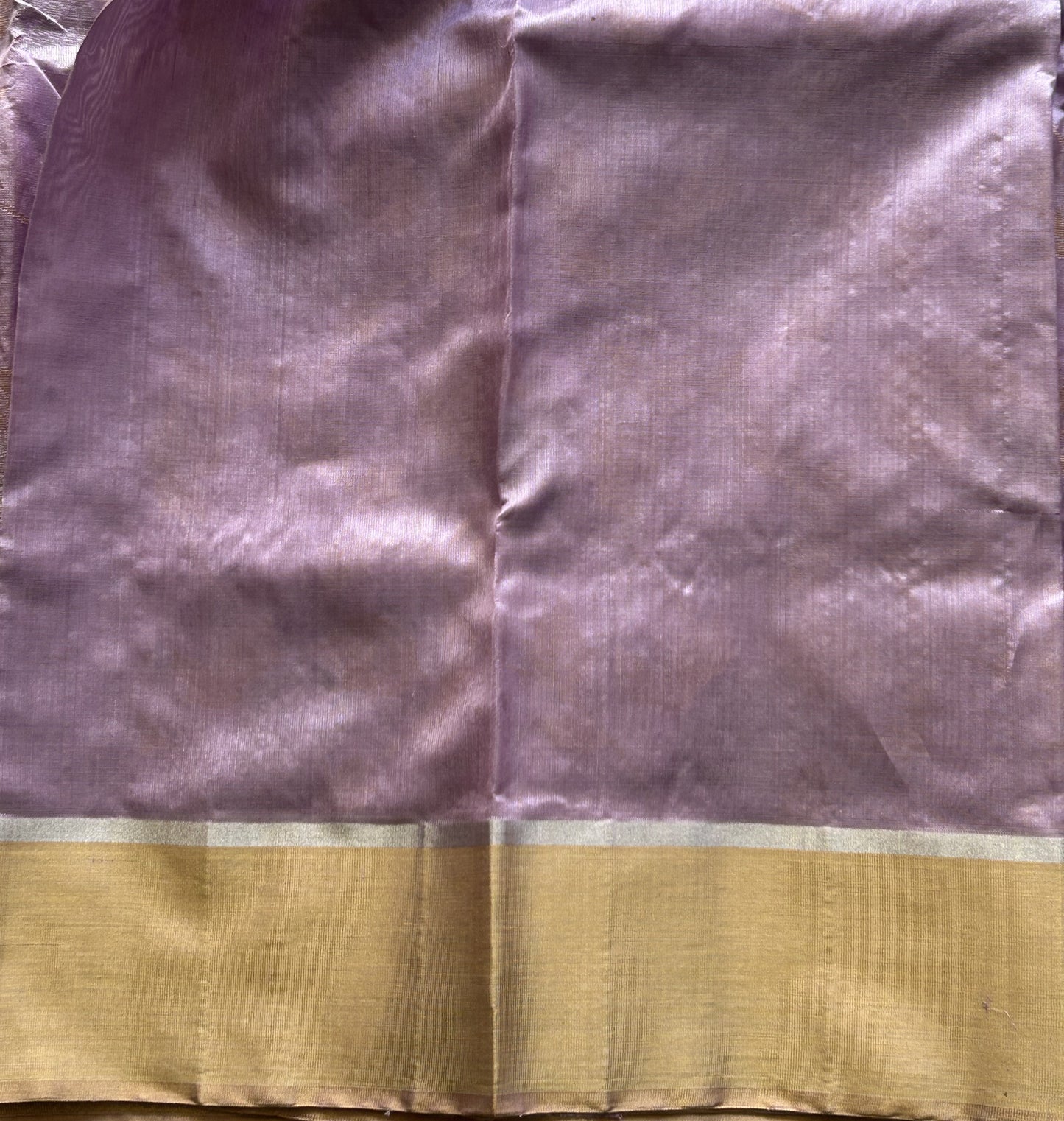 Chanderi Silk Saree Mauve color Elegantly Paired with a Gold Zari border - Sampradaya Designer Studio