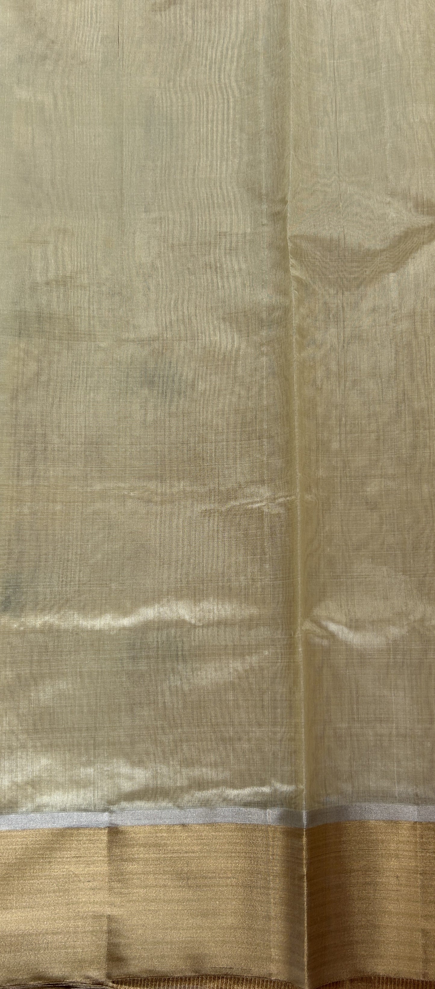 Chanderi Pattu Saree Cream colored saree complemented with a Gold Zari border - Sampradaya Designer Studio