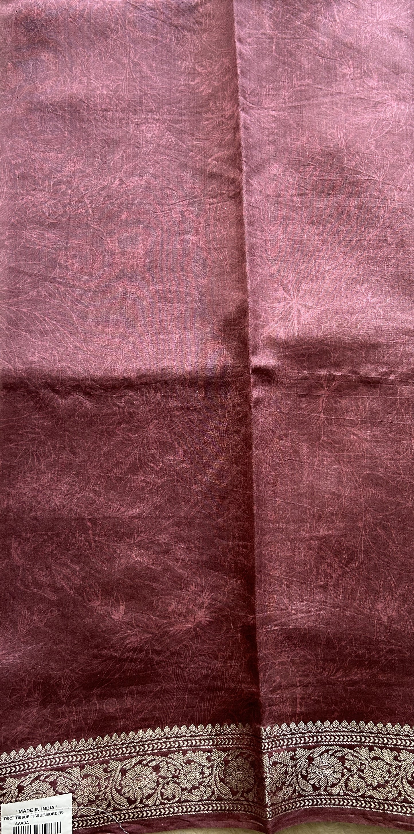 Banarasi Tissue Kora Saree Onion Pink Colored Complemented with a Zari Border. - Sampradaya Designer Studio