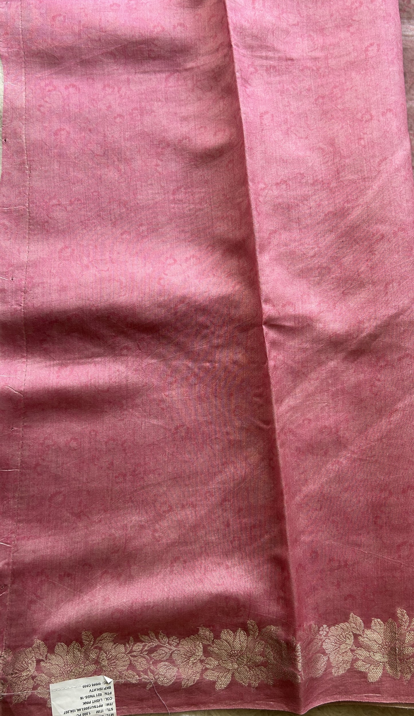 Banarasi Tissue Kora Saree Pink Colored Complemented with a Zari Border. - Sampradaya Designer Studio