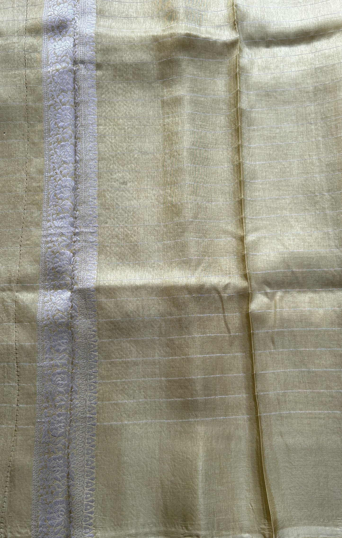 Semi Georgette Saree Yellow Colored Complemented with a Zari Border. - Sampradaya Designer Studio