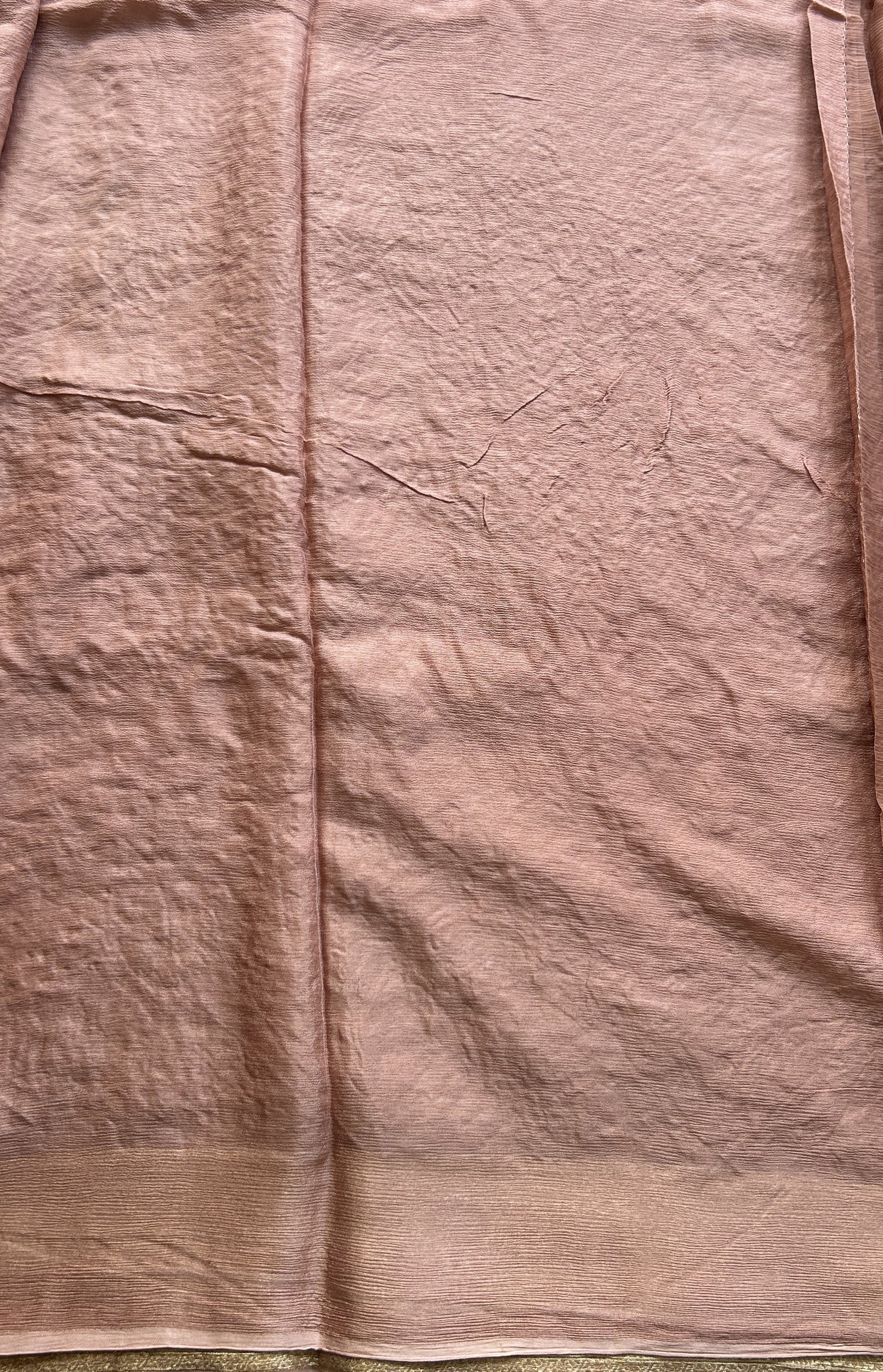 Semi Georgette Saree Light Brown Colored Elegantly Paired with a Zari Border. - Sampradaya Designer Studio