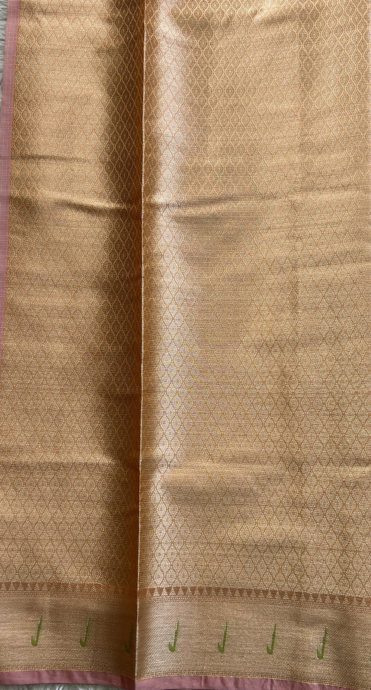Cotton Kota Saree Dark Peach Colored Complemented with a Muniya Border. - Sampradaya Designer Studio